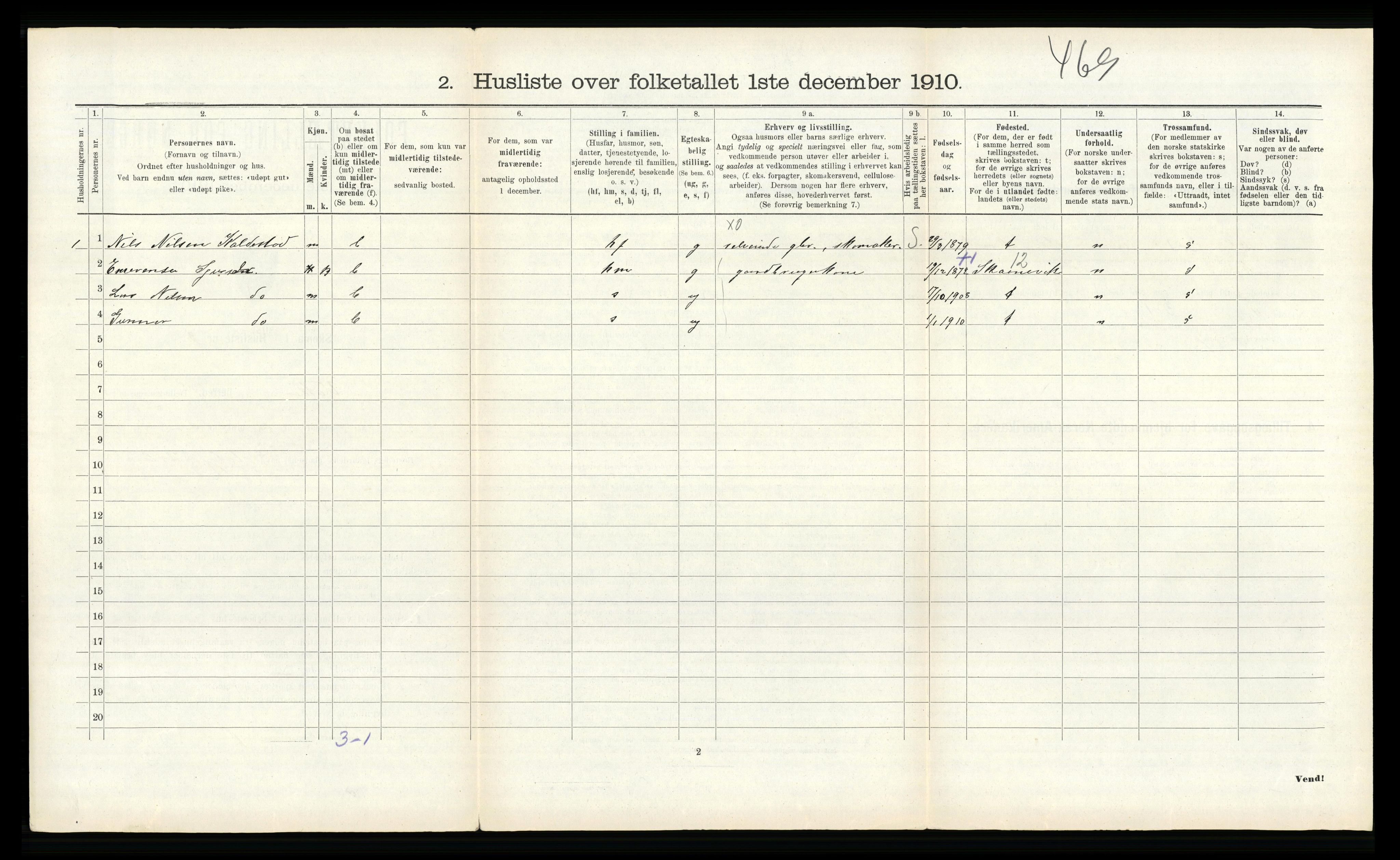 RA, 1910 census for Kvam, 1910, p. 214