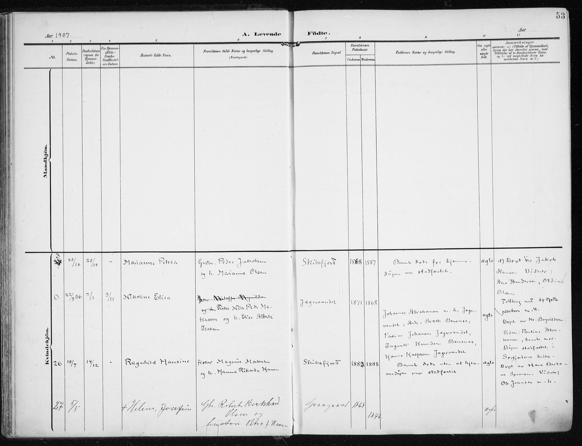 Karlsøy sokneprestembete, SATØ/S-1299/H/Ha/Haa/L0014kirke: Parish register (official) no. 14, 1903-1917, p. 53