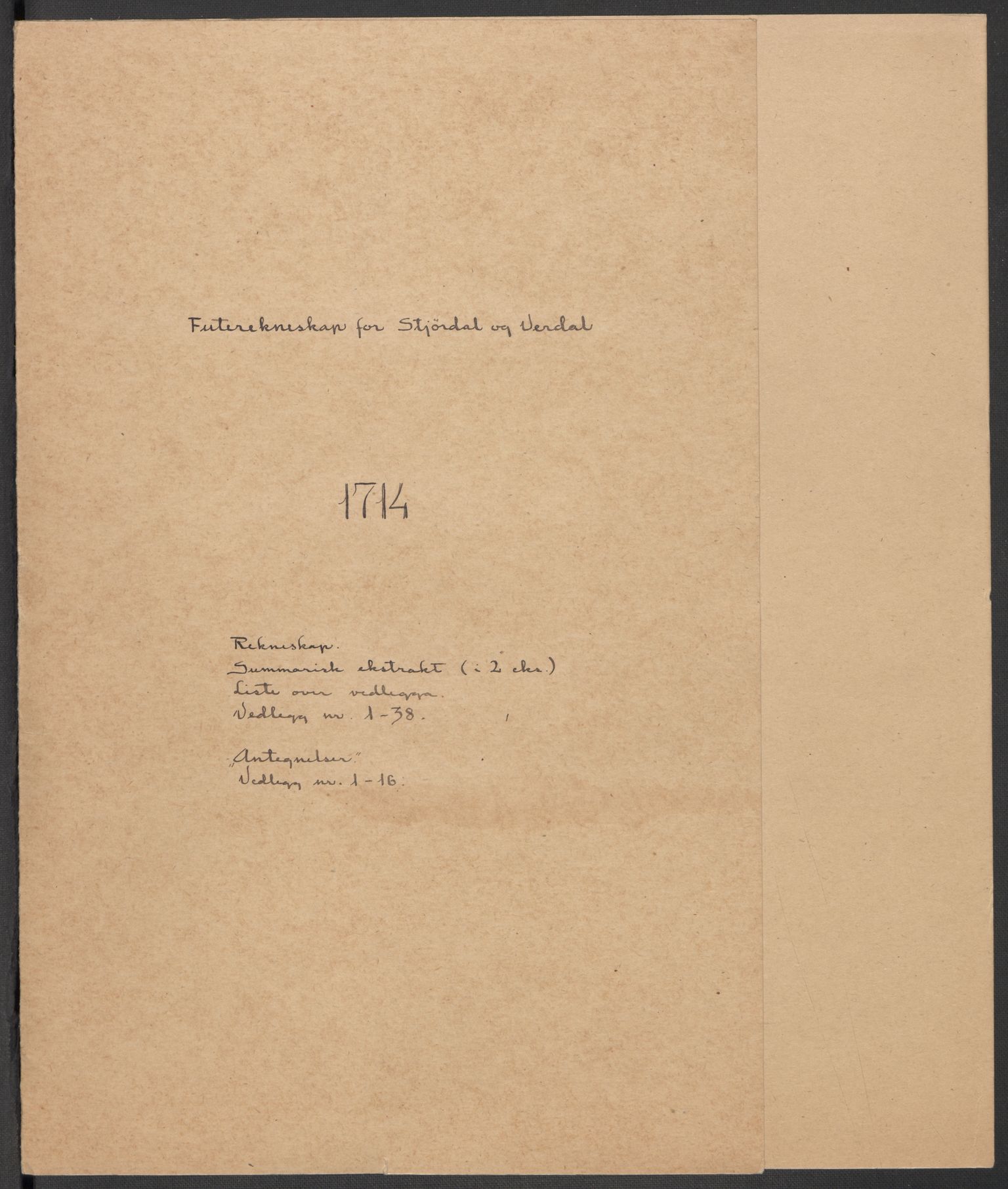 Rentekammeret inntil 1814, Reviderte regnskaper, Fogderegnskap, RA/EA-4092/R62/L4204: Fogderegnskap Stjørdal og Verdal, 1714, p. 2