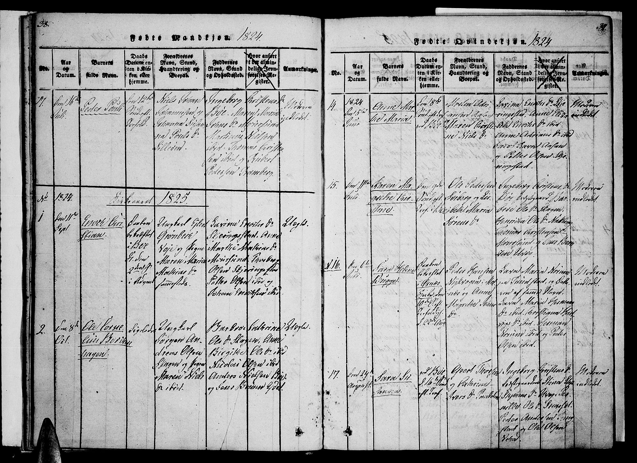 Ministerialprotokoller, klokkerbøker og fødselsregistre - Nordland, AV/SAT-A-1459/891/L1298: Parish register (official) no. 891A03, 1820-1840, p. 38-39