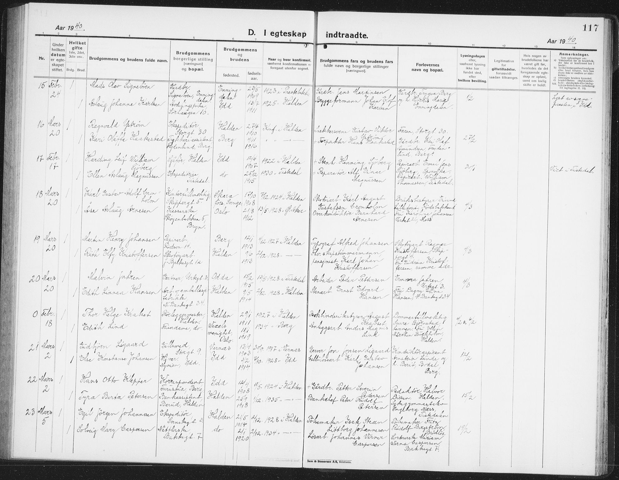 Halden prestekontor Kirkebøker, AV/SAO-A-10909/G/Ga/L0014: Parish register (copy) no. 14, 1925-1943, p. 117