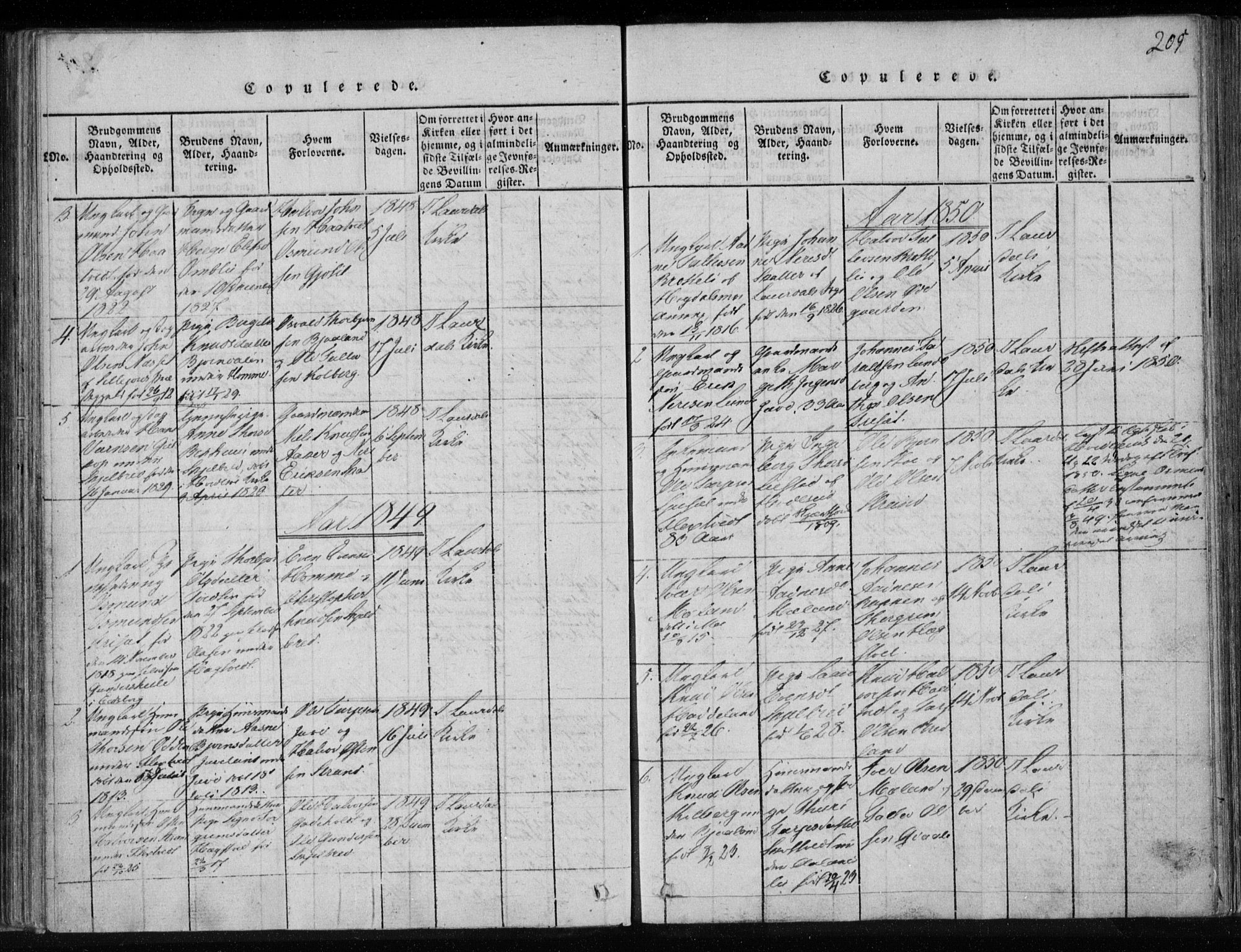 Lårdal kirkebøker, SAKO/A-284/F/Fa/L0005: Parish register (official) no. I 5, 1815-1860, p. 205
