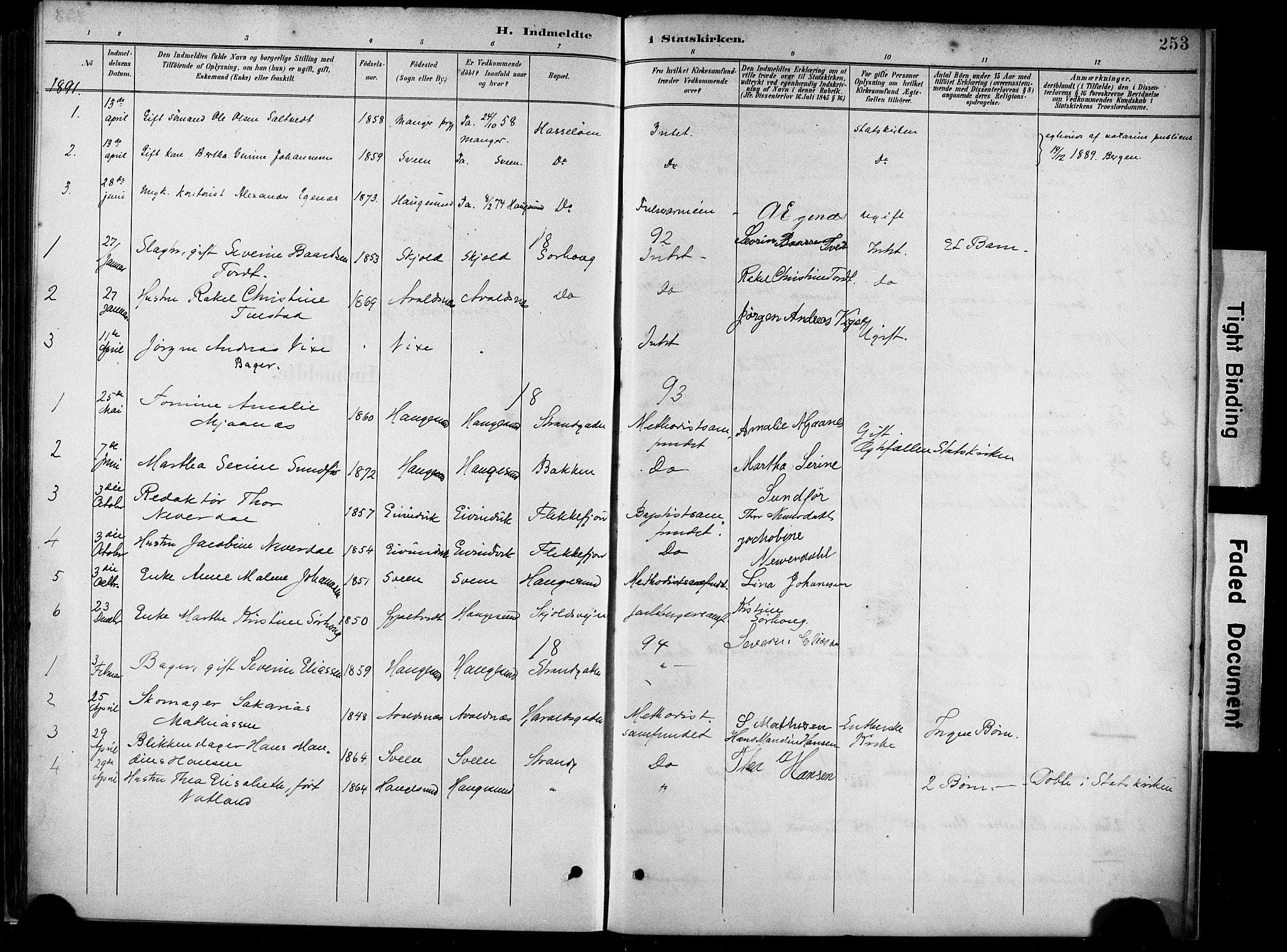 Haugesund sokneprestkontor, SAST/A -101863/H/Ha/Haa/L0005: Parish register (official) no. A 5, 1891-1903, p. 253