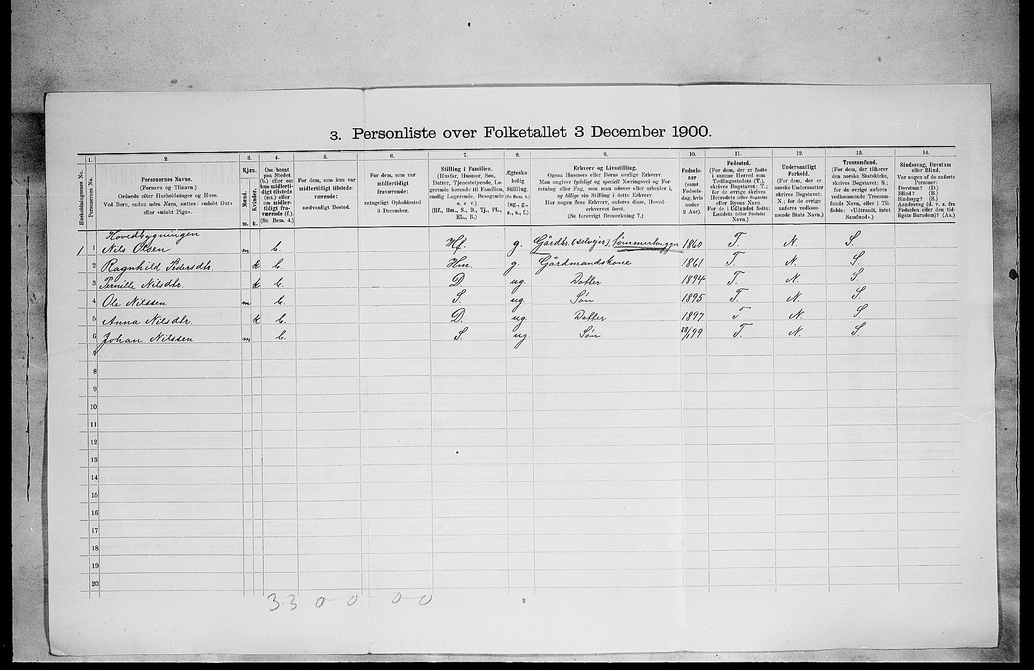 SAH, 1900 census for Elverum, 1900, p. 3007