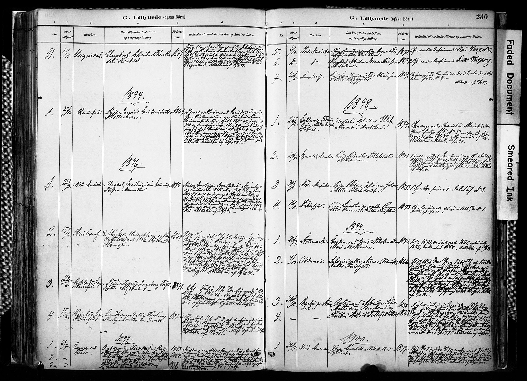 Evje sokneprestkontor, AV/SAK-1111-0008/F/Fa/Faa/L0007: Parish register (official) no. A 7, 1884-1909, p. 230