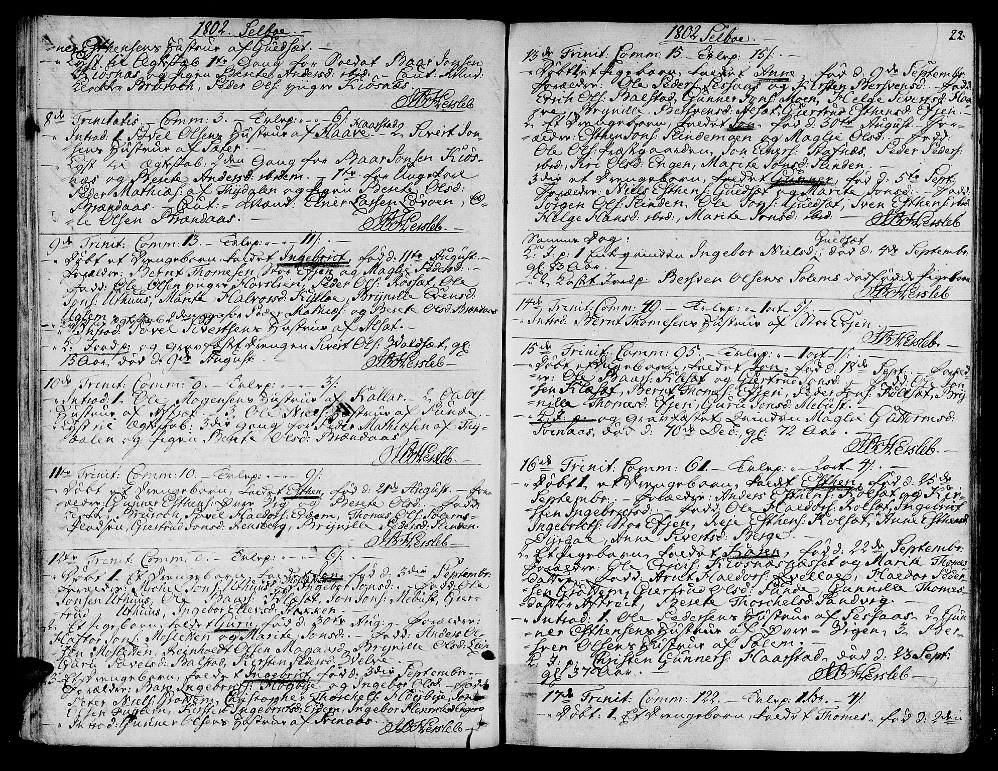 Ministerialprotokoller, klokkerbøker og fødselsregistre - Sør-Trøndelag, SAT/A-1456/695/L1140: Parish register (official) no. 695A03, 1801-1815, p. 22