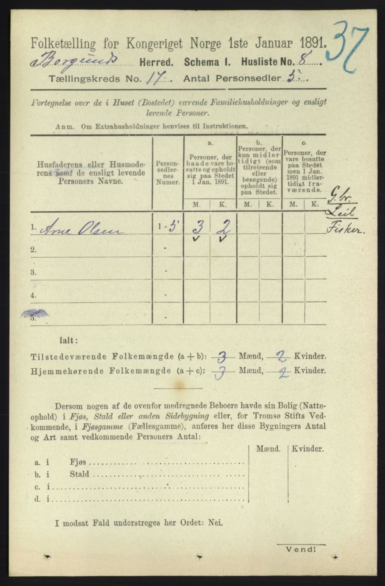 RA, 1891 census for 1531 Borgund, 1891, p. 4917