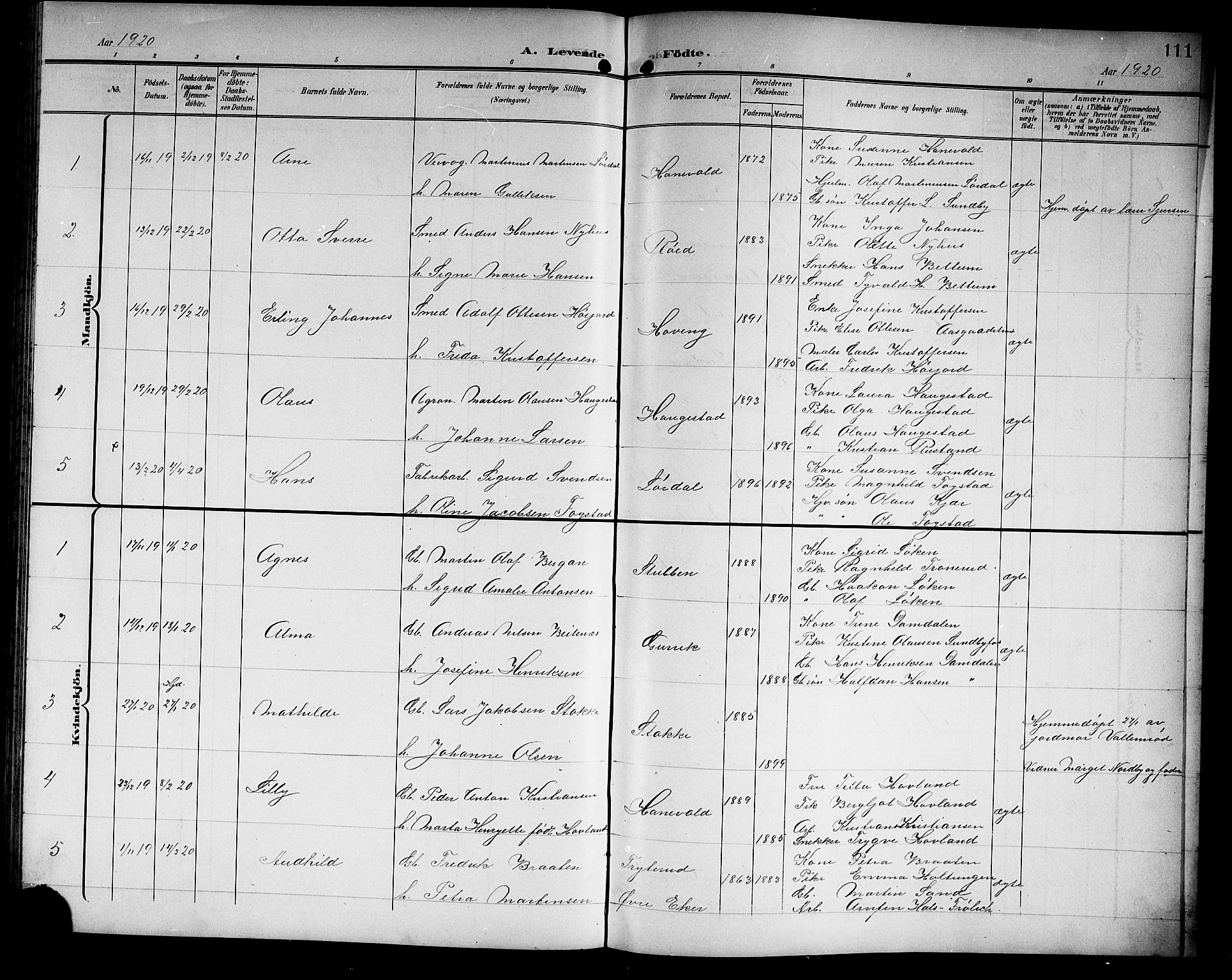 Hof kirkebøker, SAKO/A-64/G/Ga/L0005: Parish register (copy) no. I 5, 1899-1922, p. 111