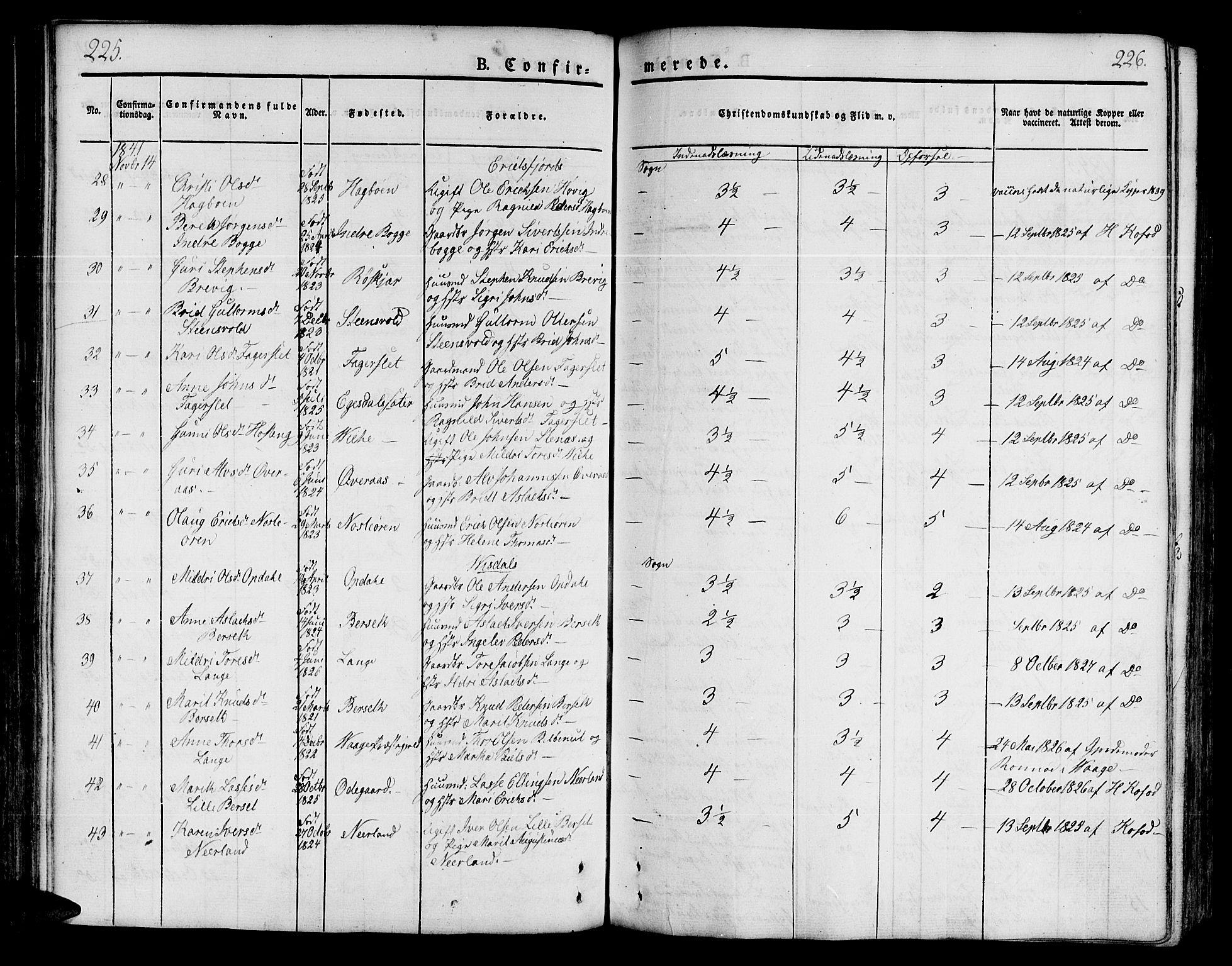 Ministerialprotokoller, klokkerbøker og fødselsregistre - Møre og Romsdal, AV/SAT-A-1454/551/L0624: Parish register (official) no. 551A04, 1831-1845, p. 225-226