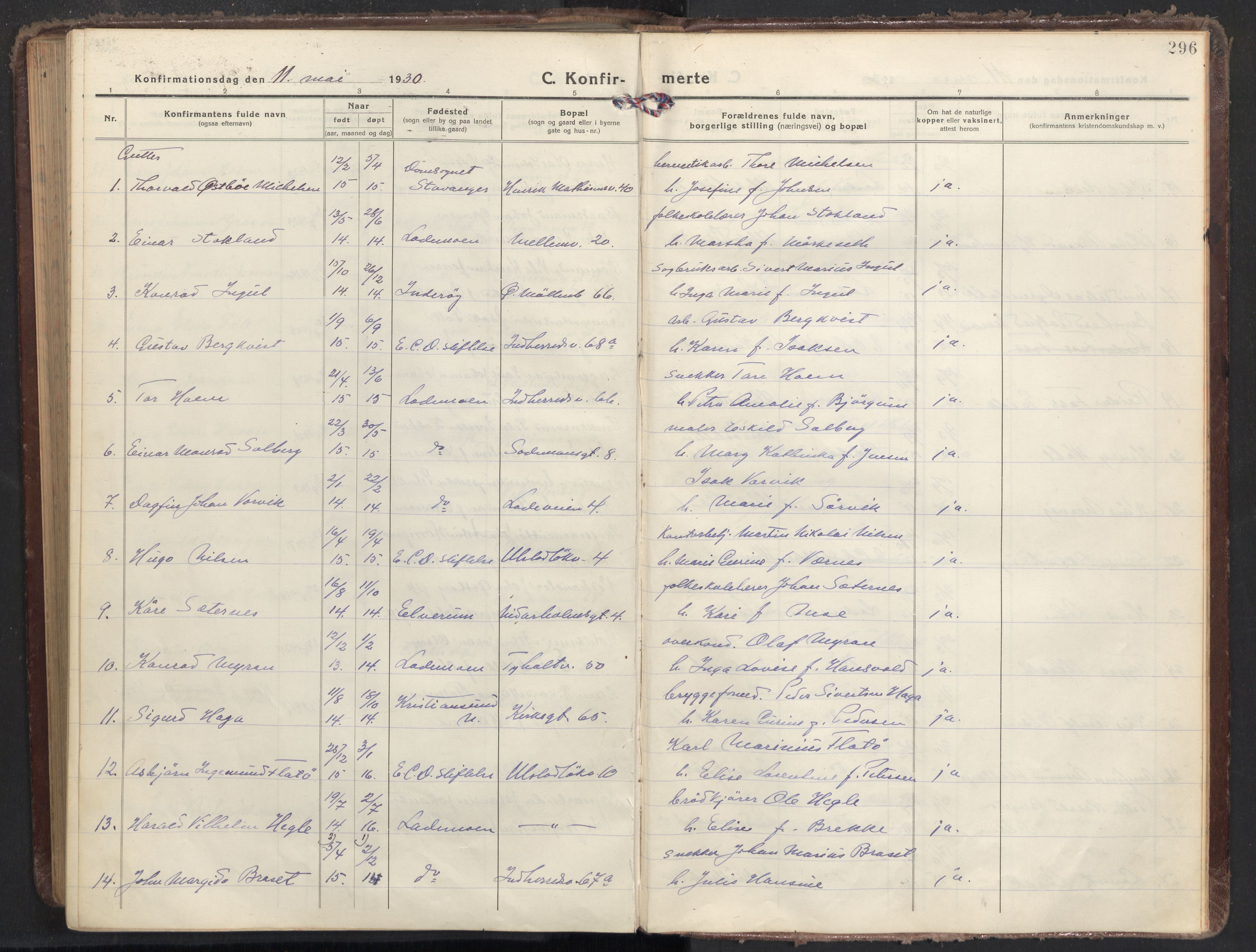 Ministerialprotokoller, klokkerbøker og fødselsregistre - Sør-Trøndelag, SAT/A-1456/605/L0247: Parish register (official) no. 605A09, 1918-1930, p. 296
