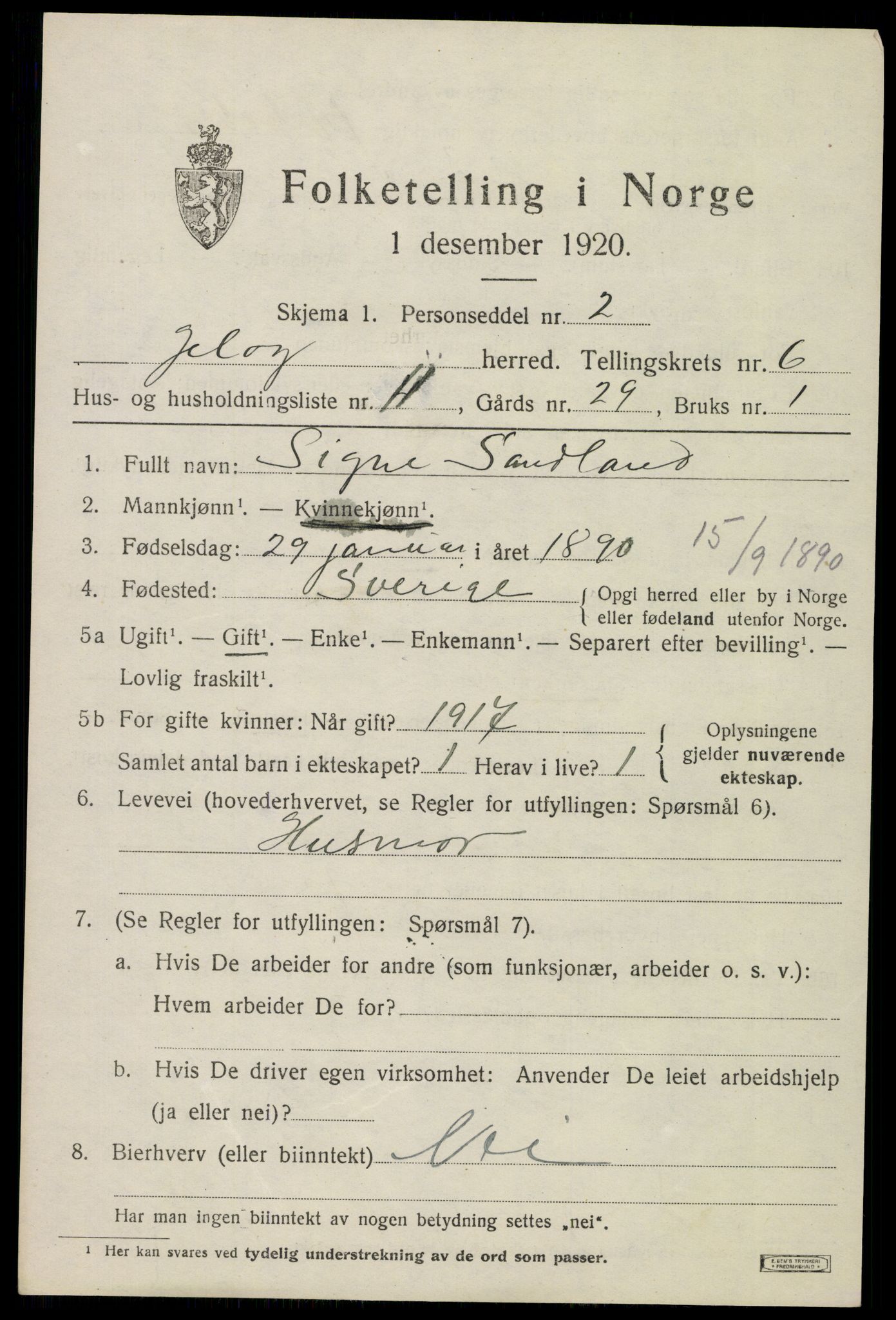 SAO, 1920 census for Moss land district, 1920, p. 6819