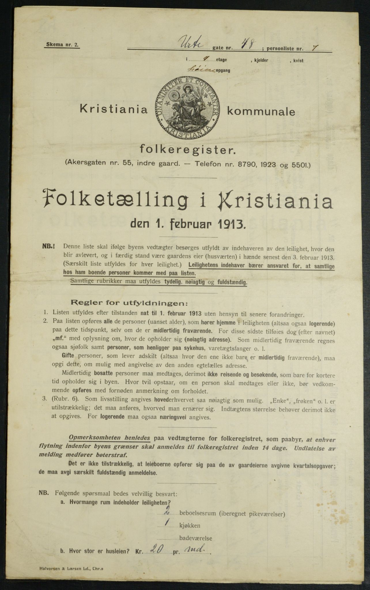 OBA, Municipal Census 1913 for Kristiania, 1913, p. 121239