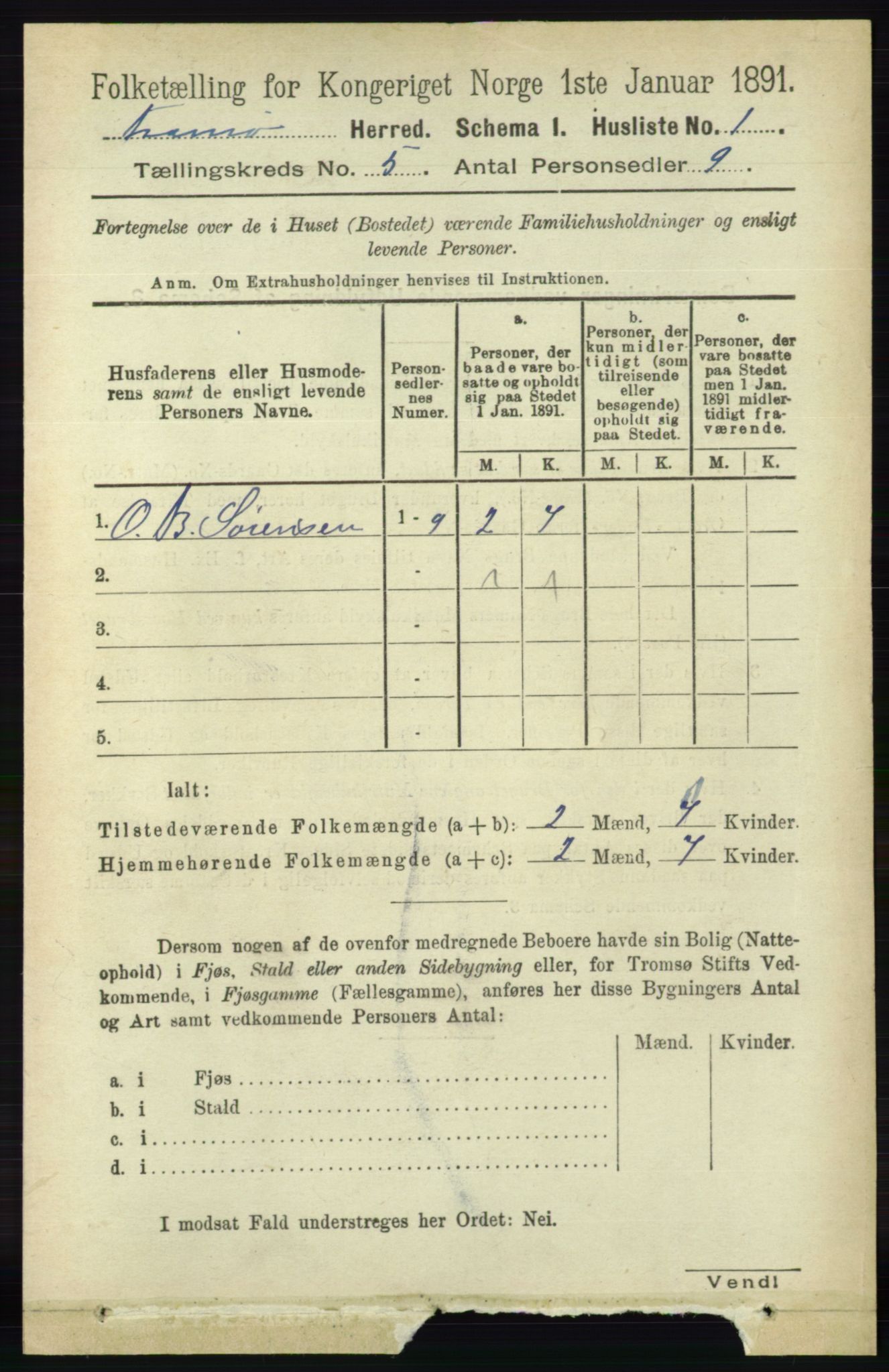 RA, 1891 census for 0921 Tromøy, 1891, p. 2071