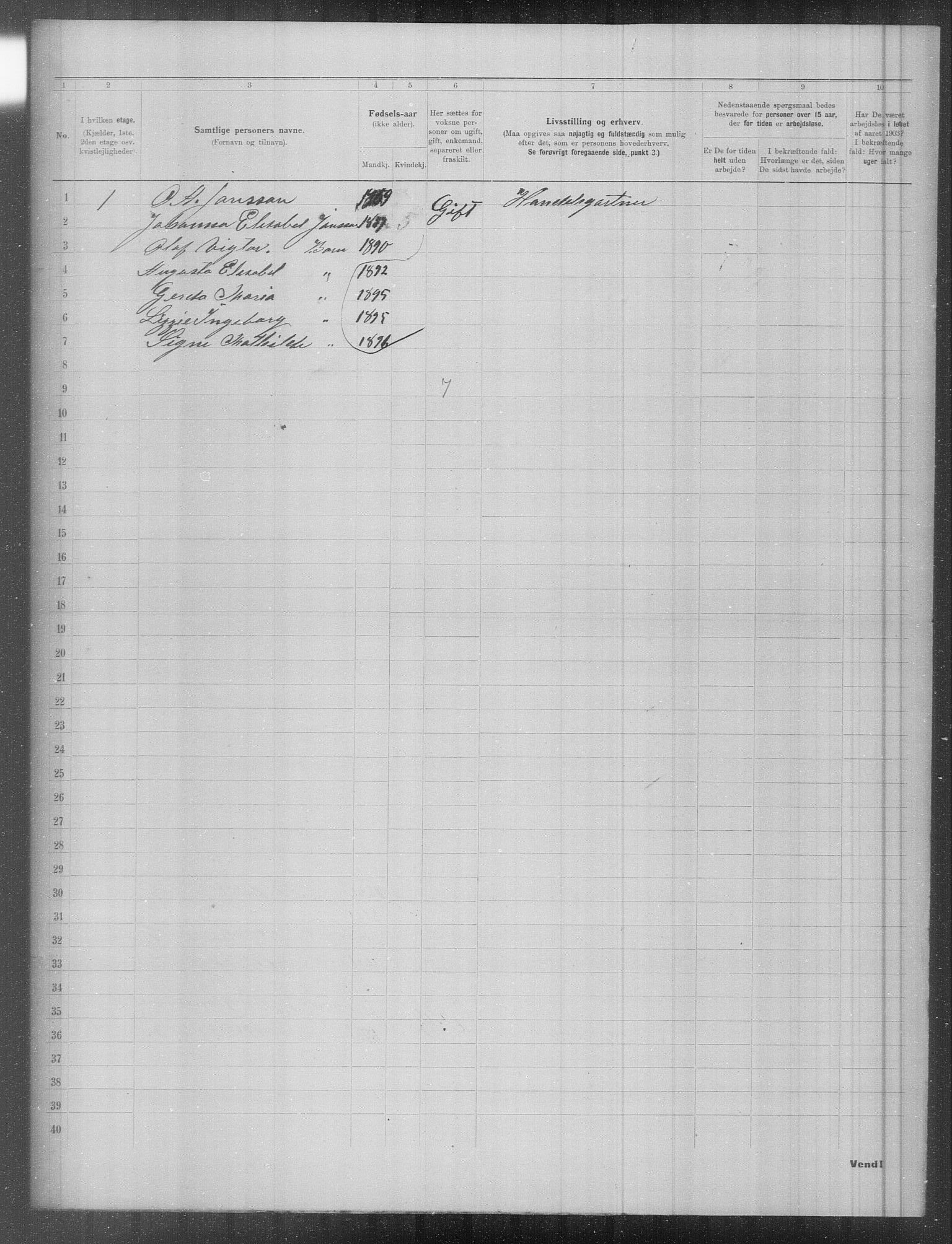 OBA, Municipal Census 1903 for Kristiania, 1903, p. 1819