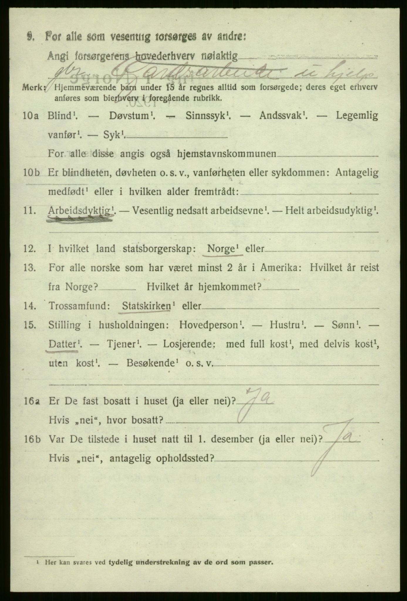 SAB, 1920 census for Evanger, 1920, p. 2314