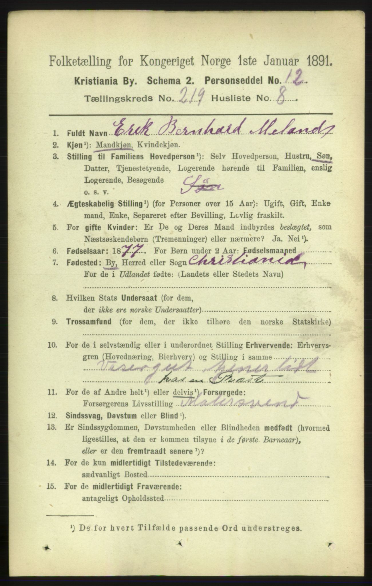 RA, 1891 census for 0301 Kristiania, 1891, p. 130243