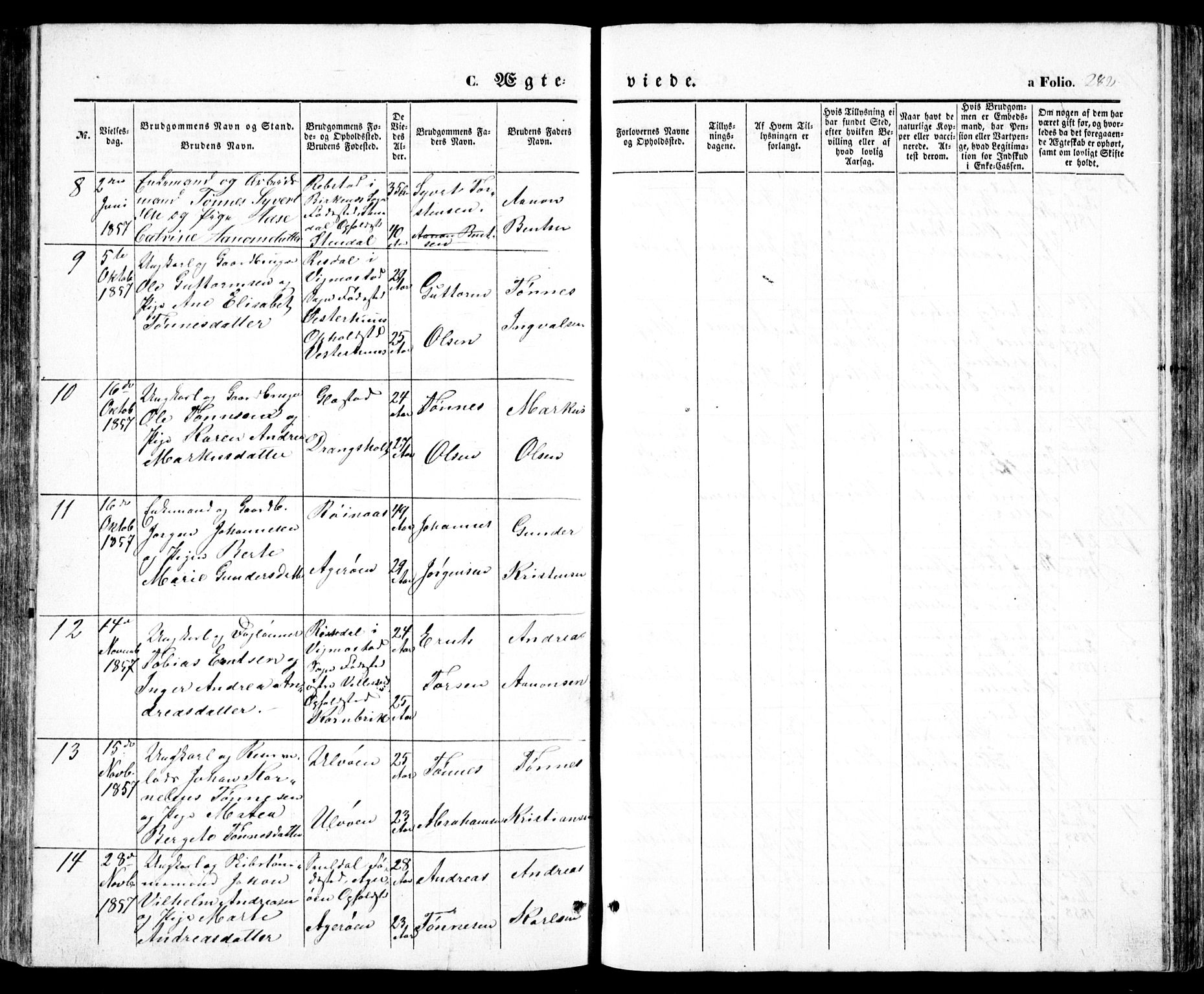 Høvåg sokneprestkontor, SAK/1111-0025/F/Fb/L0002: Parish register (copy) no. B 2, 1847-1869, p. 282