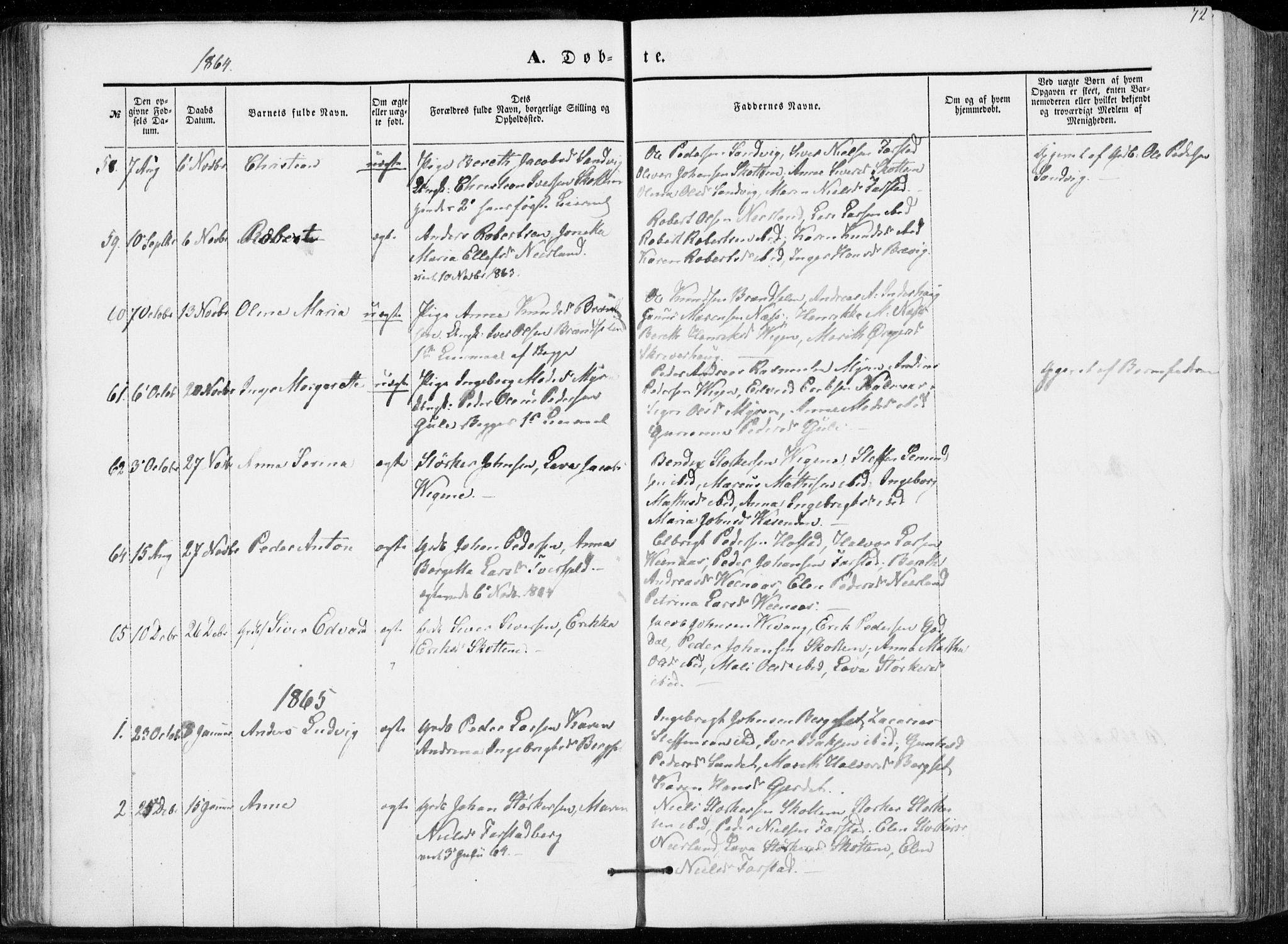 Ministerialprotokoller, klokkerbøker og fødselsregistre - Møre og Romsdal, AV/SAT-A-1454/566/L0767: Parish register (official) no. 566A06, 1852-1868, p. 72