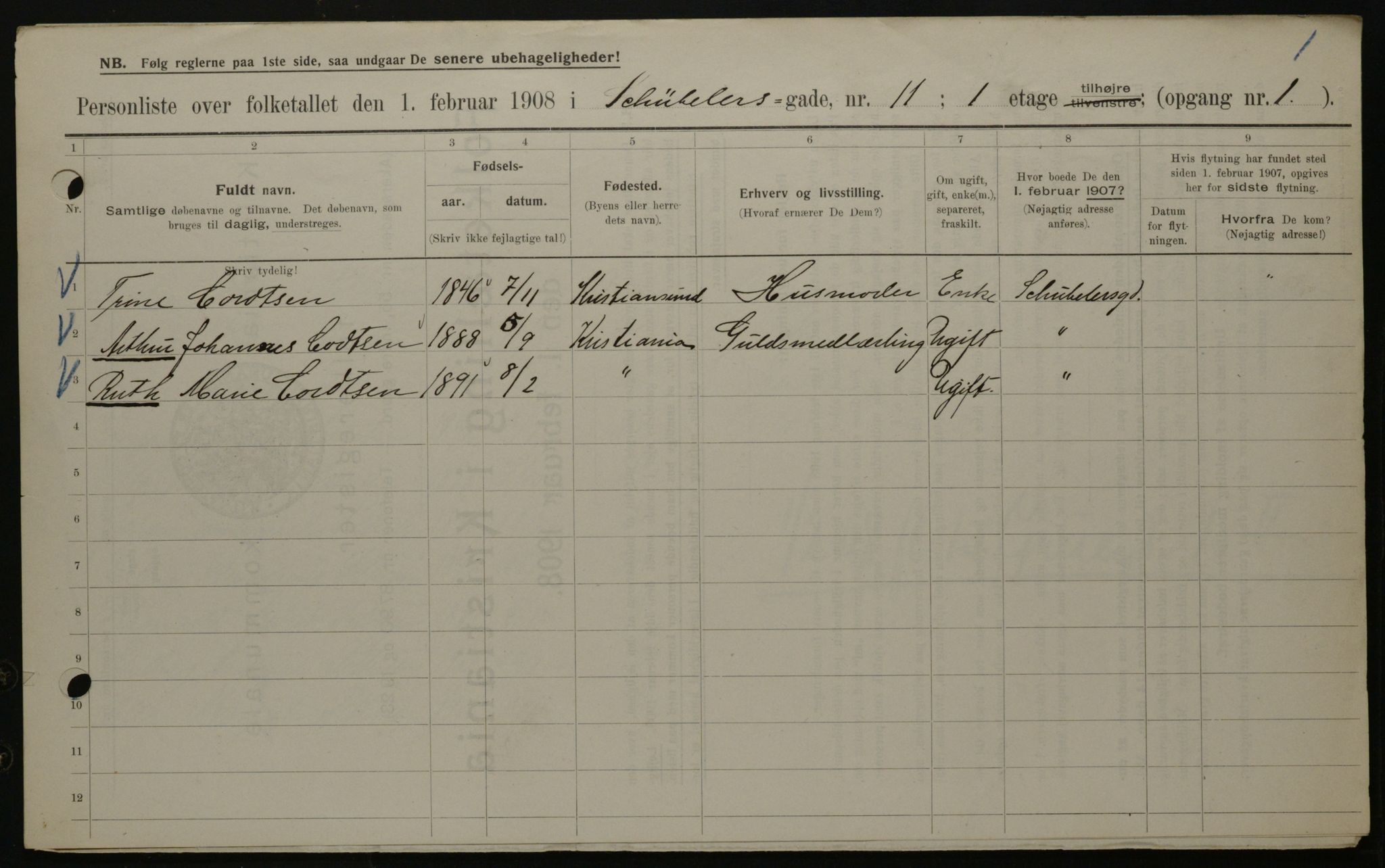 OBA, Municipal Census 1908 for Kristiania, 1908, p. 83641