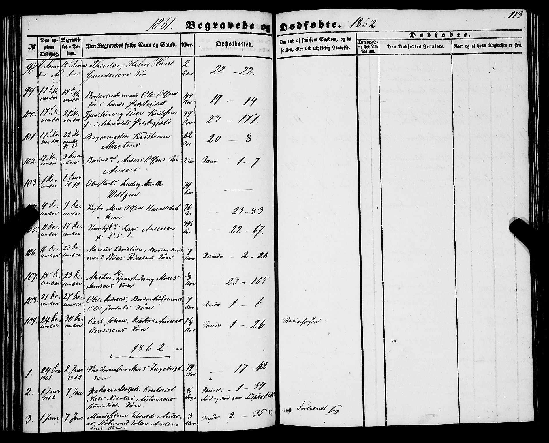 Korskirken sokneprestembete, SAB/A-76101/H/Haa: Parish register (official) no. E 2, 1848-1862, p. 113