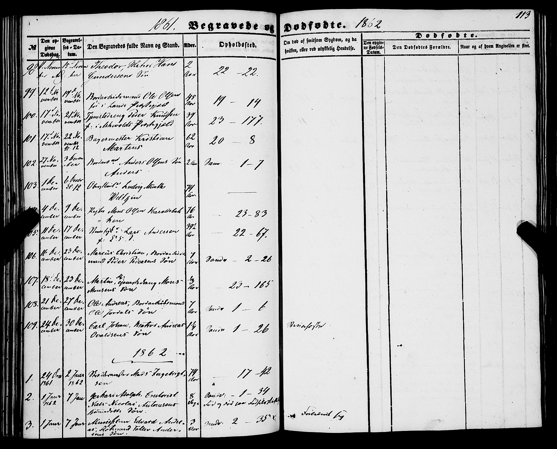 Korskirken sokneprestembete, AV/SAB-A-76101/H/Haa: Parish register (official) no. E 2, 1848-1862, p. 113