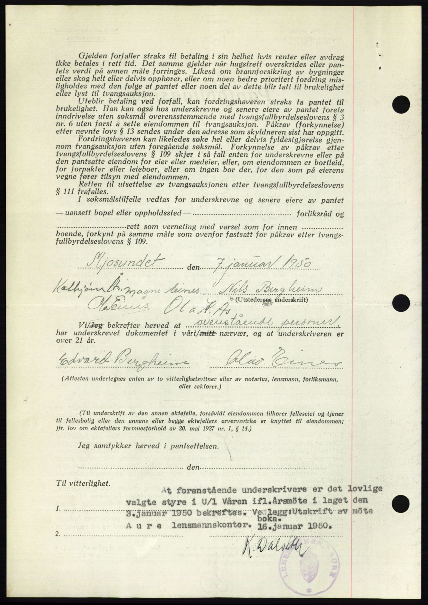 Nordmøre sorenskriveri, AV/SAT-A-4132/1/2/2Ca: Mortgage book no. B103, 1949-1950, Diary no: : 241/1950