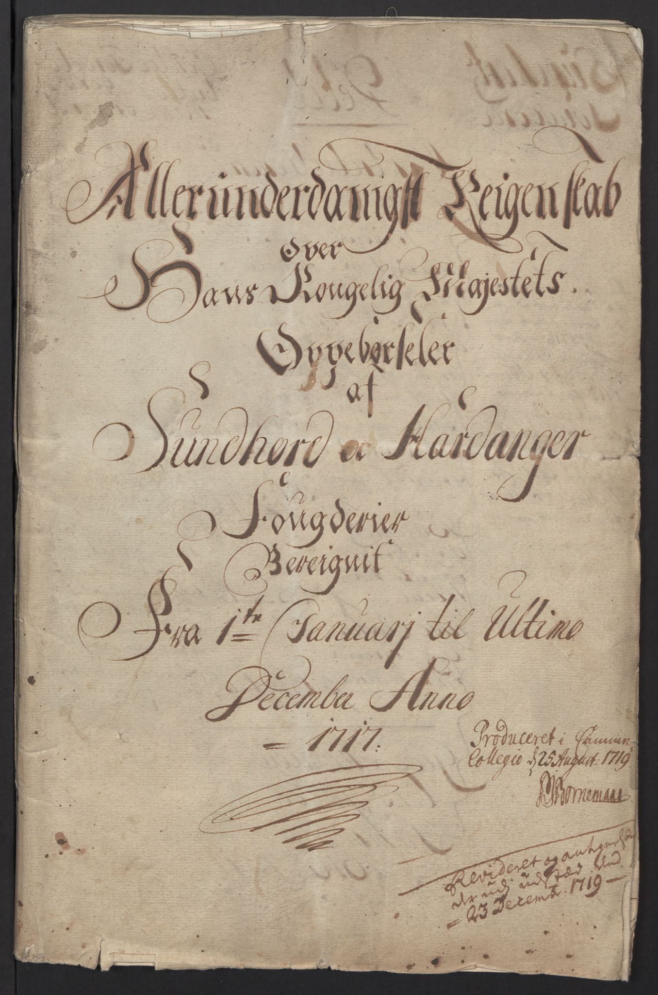 Rentekammeret inntil 1814, Reviderte regnskaper, Fogderegnskap, AV/RA-EA-4092/R48/L2994: Fogderegnskap Sunnhordland og Hardanger, 1717, p. 5