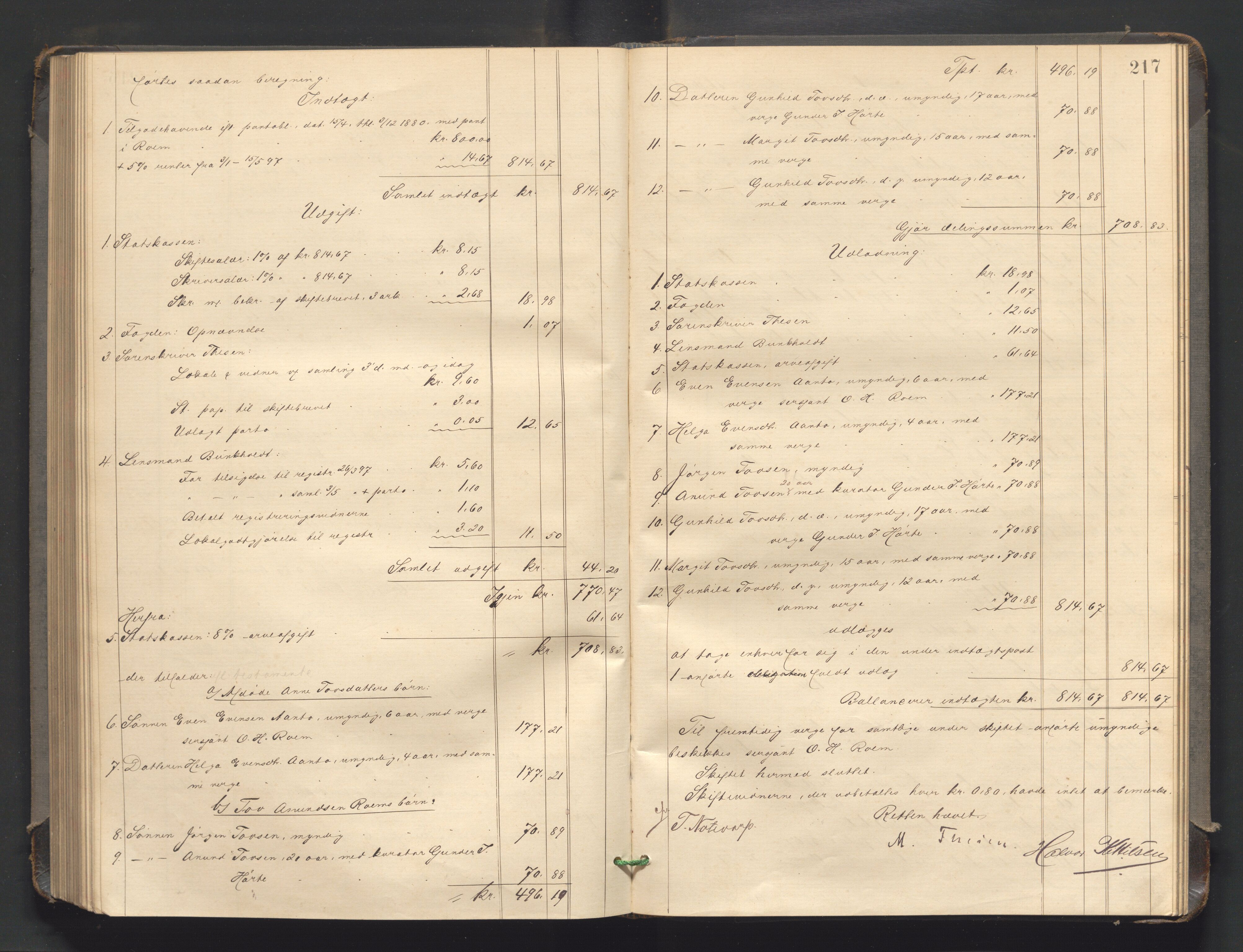Nedre Telemark sorenskriveri, AV/SAKO-A-135/H/Hb/Hbe/L0004: Skifteutlodningsprotokoll, 1892-1898, p. 216b-217a