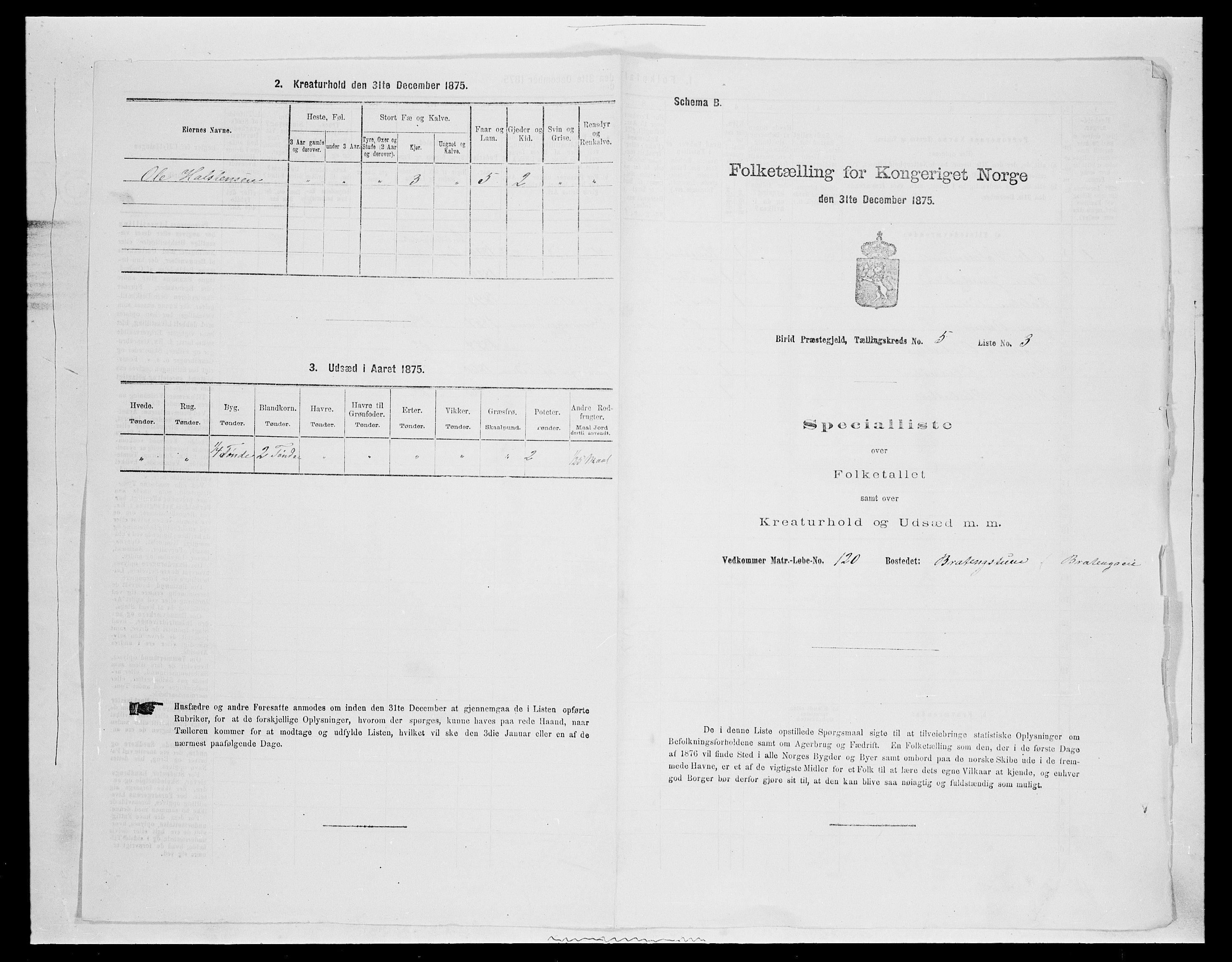 SAH, 1875 census for 0525P Biri, 1875, p. 947