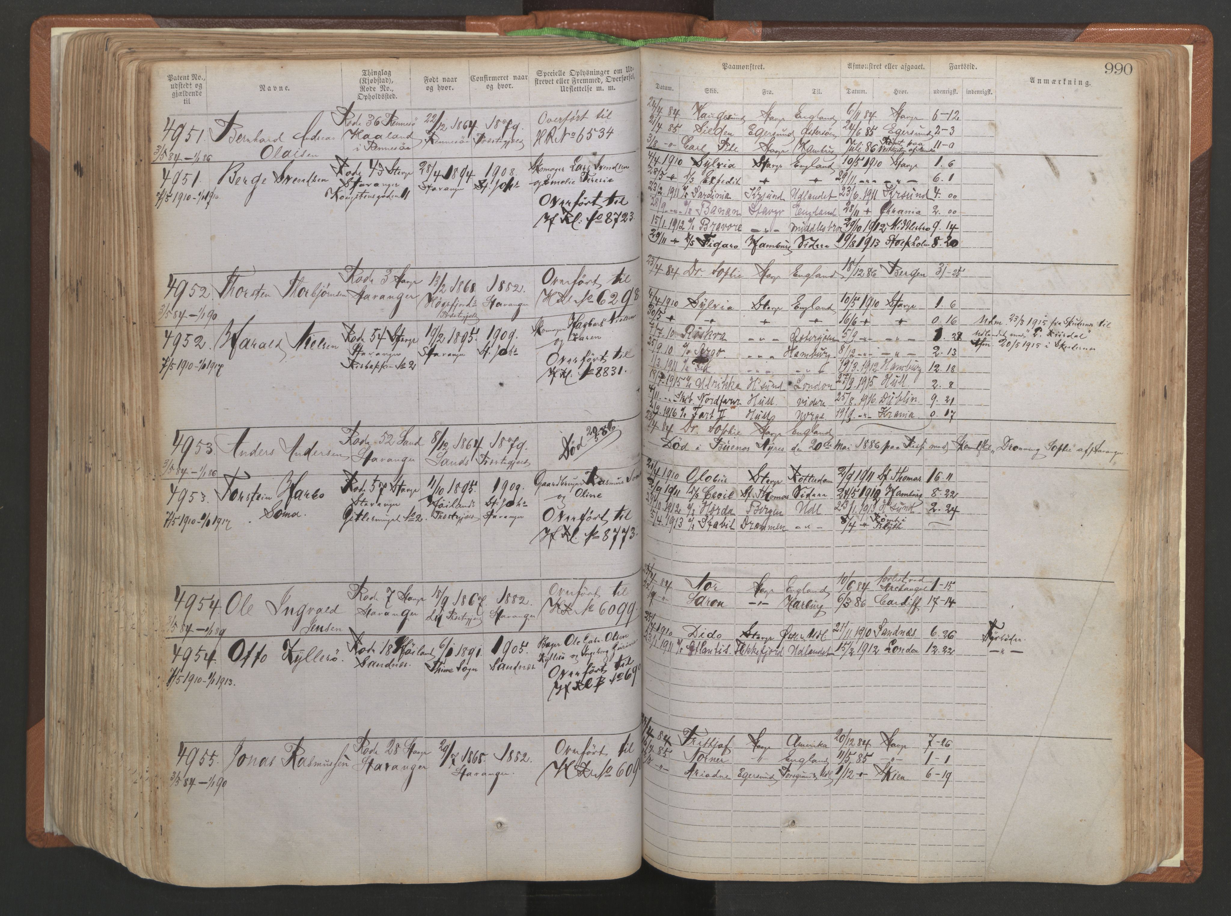 Stavanger sjømannskontor, AV/SAST-A-102006/F/Ff/L0006: Annotasjonsrulle No 2, patentnr. 3586-5505, 1878-1900, p. 277