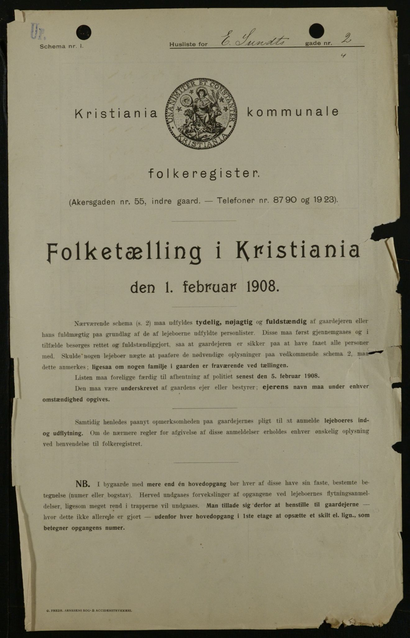 OBA, Municipal Census 1908 for Kristiania, 1908, p. 17335