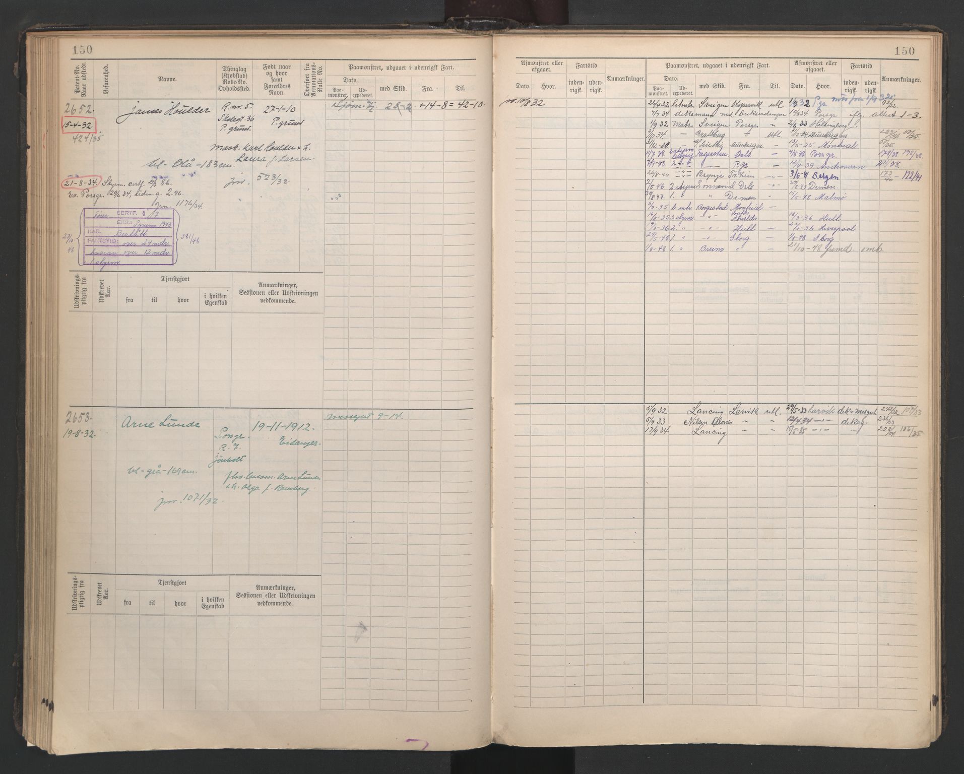 Porsgrunn innrulleringskontor, SAKO/A-829/F/Fb/L0007: Annotasjonsrulle, 1926-1948, p. 150