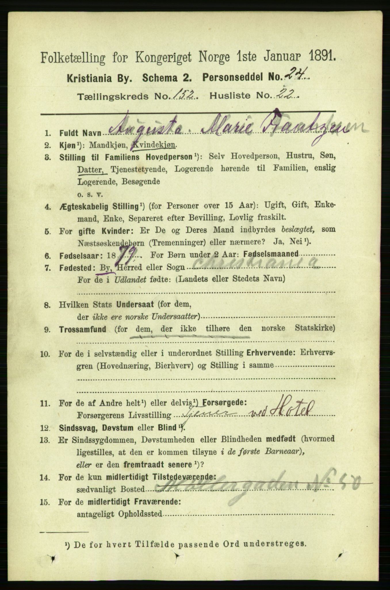 RA, 1891 census for 0301 Kristiania, 1891, p. 85866