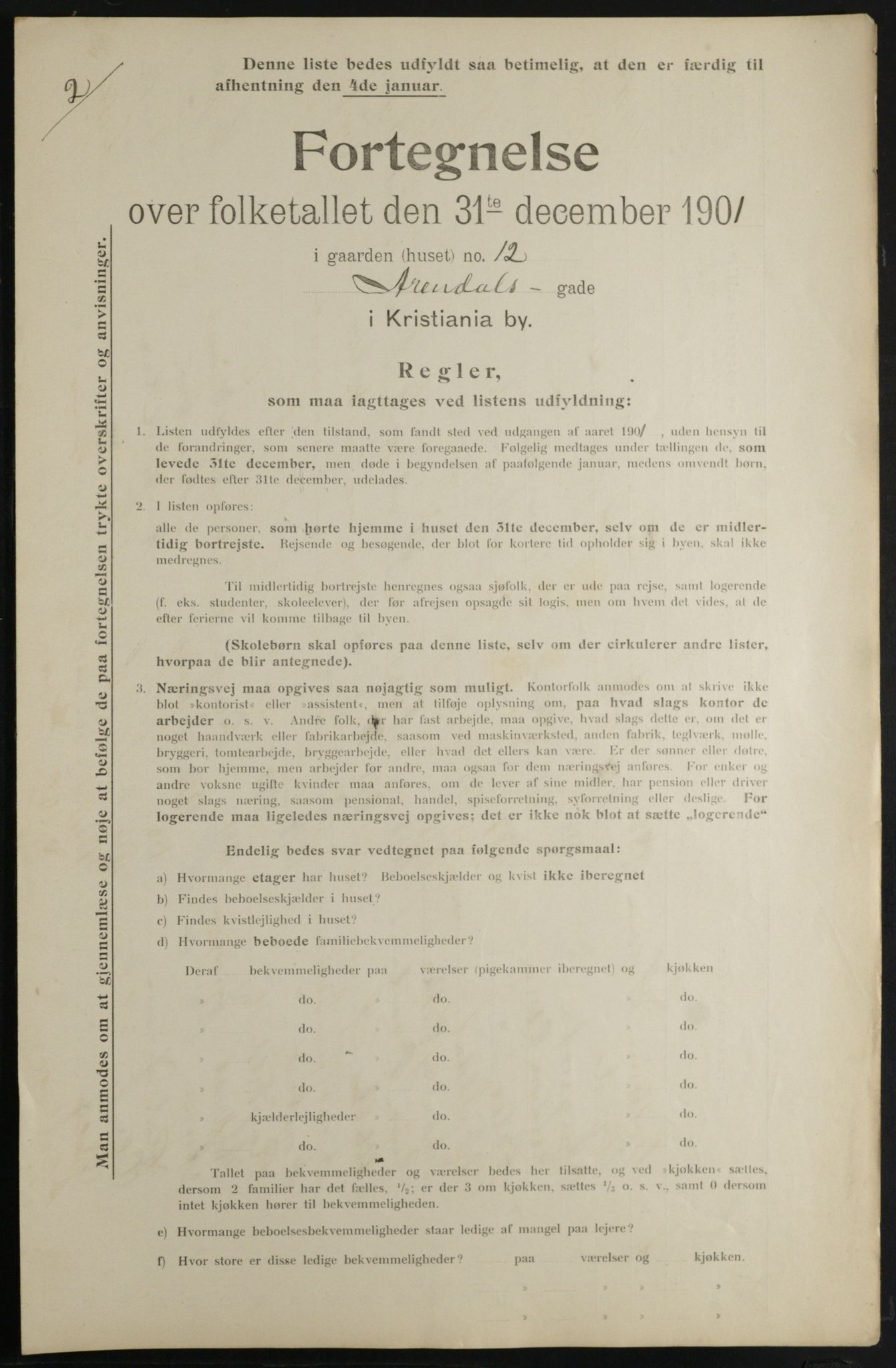 OBA, Municipal Census 1901 for Kristiania, 1901, p. 416