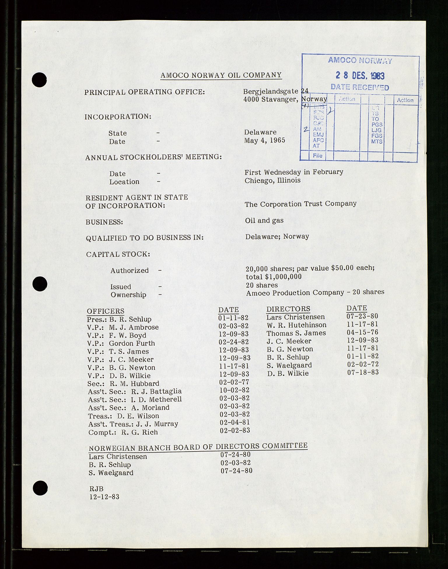 Pa 1740 - Amoco Norway Oil Company, SAST/A-102405/22/A/Aa/L0001: Styreprotokoller og sakspapirer, 1965-1999, p. 42