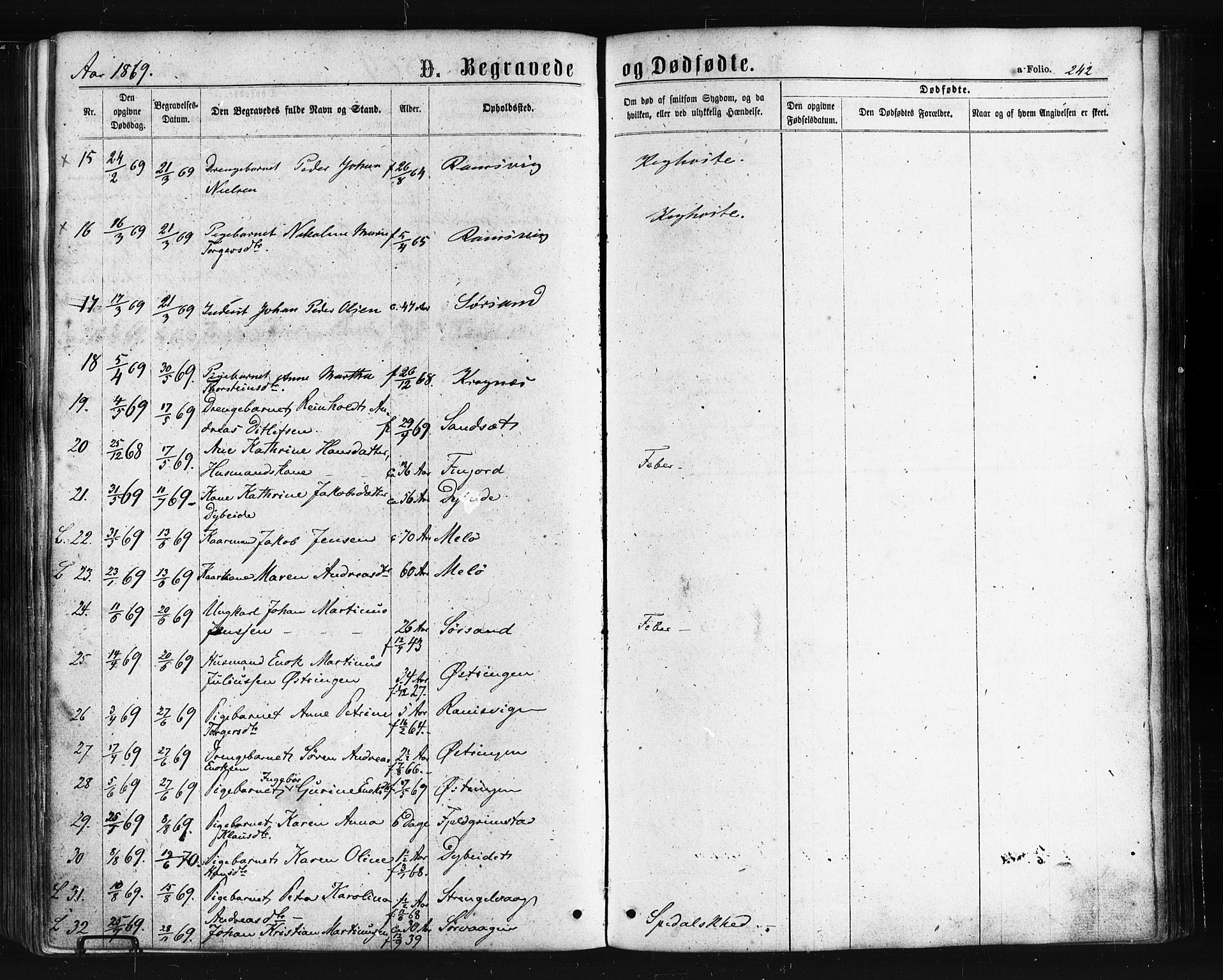 Ministerialprotokoller, klokkerbøker og fødselsregistre - Nordland, AV/SAT-A-1459/893/L1334: Parish register (official) no. 893A07, 1867-1877, p. 242