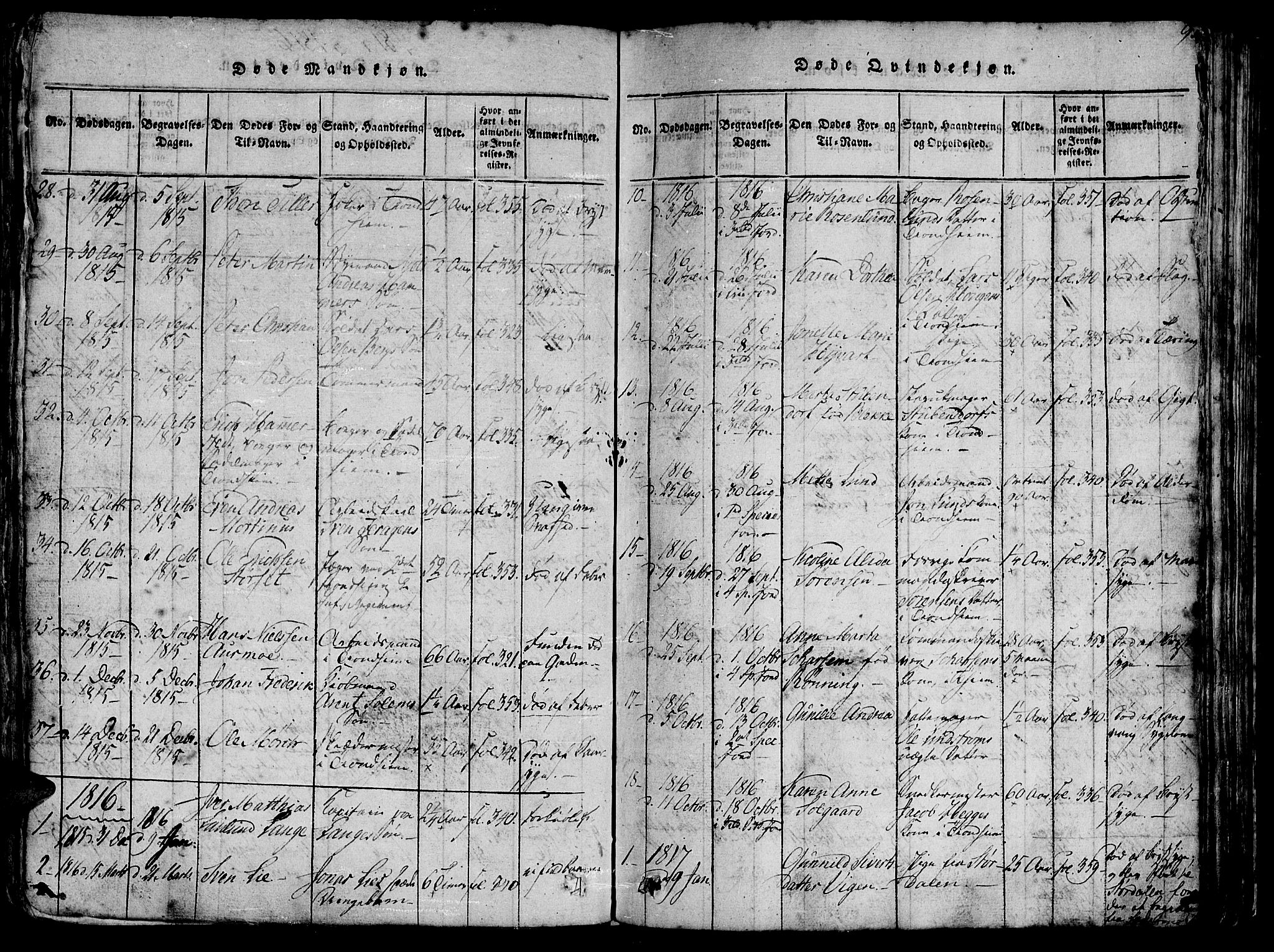 Ministerialprotokoller, klokkerbøker og fødselsregistre - Sør-Trøndelag, SAT/A-1456/602/L0135: Parish register (copy) no. 602C03, 1815-1832, p. 95