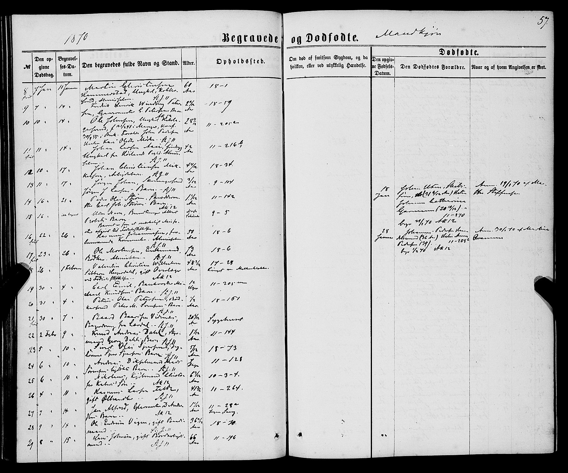 Domkirken sokneprestembete, AV/SAB-A-74801/H/Haa/L0042: Parish register (official) no. E 3, 1863-1876, p. 57