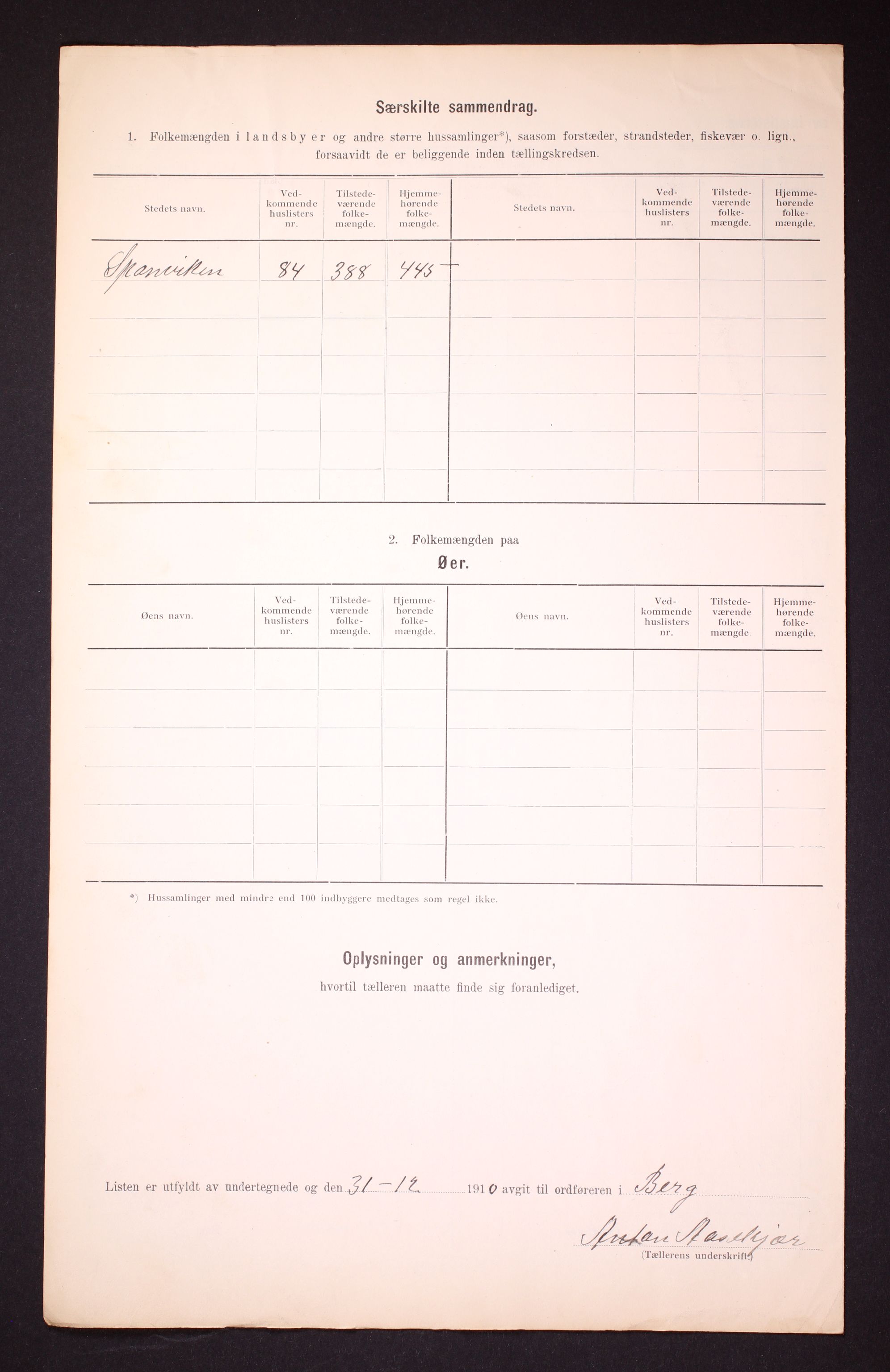 RA, 1910 census for Berg, 1910, p. 9