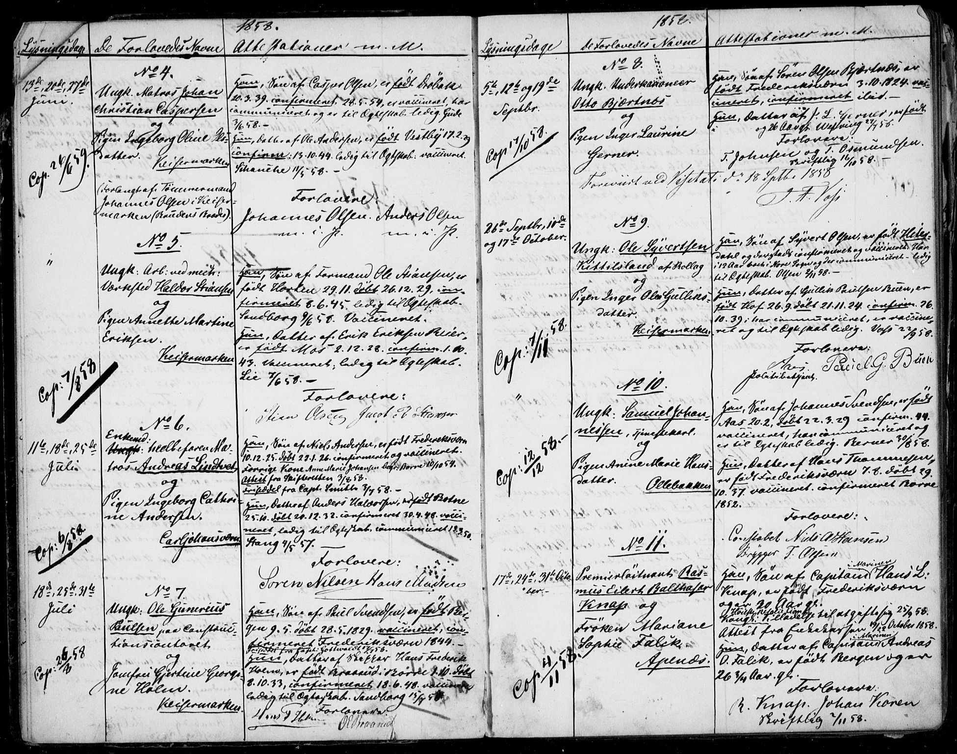 Horten kirkebøker, AV/SAKO-A-348/H/Ha/L0001: Banns register no. 1, 1855-1881