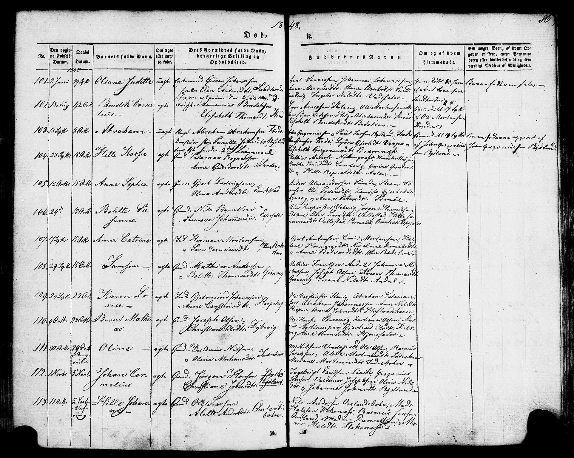 Kinn sokneprestembete, AV/SAB-A-80801/H/Haa/Haaa/L0005: Parish register (official) no. A 5, 1841-1857, p. 86