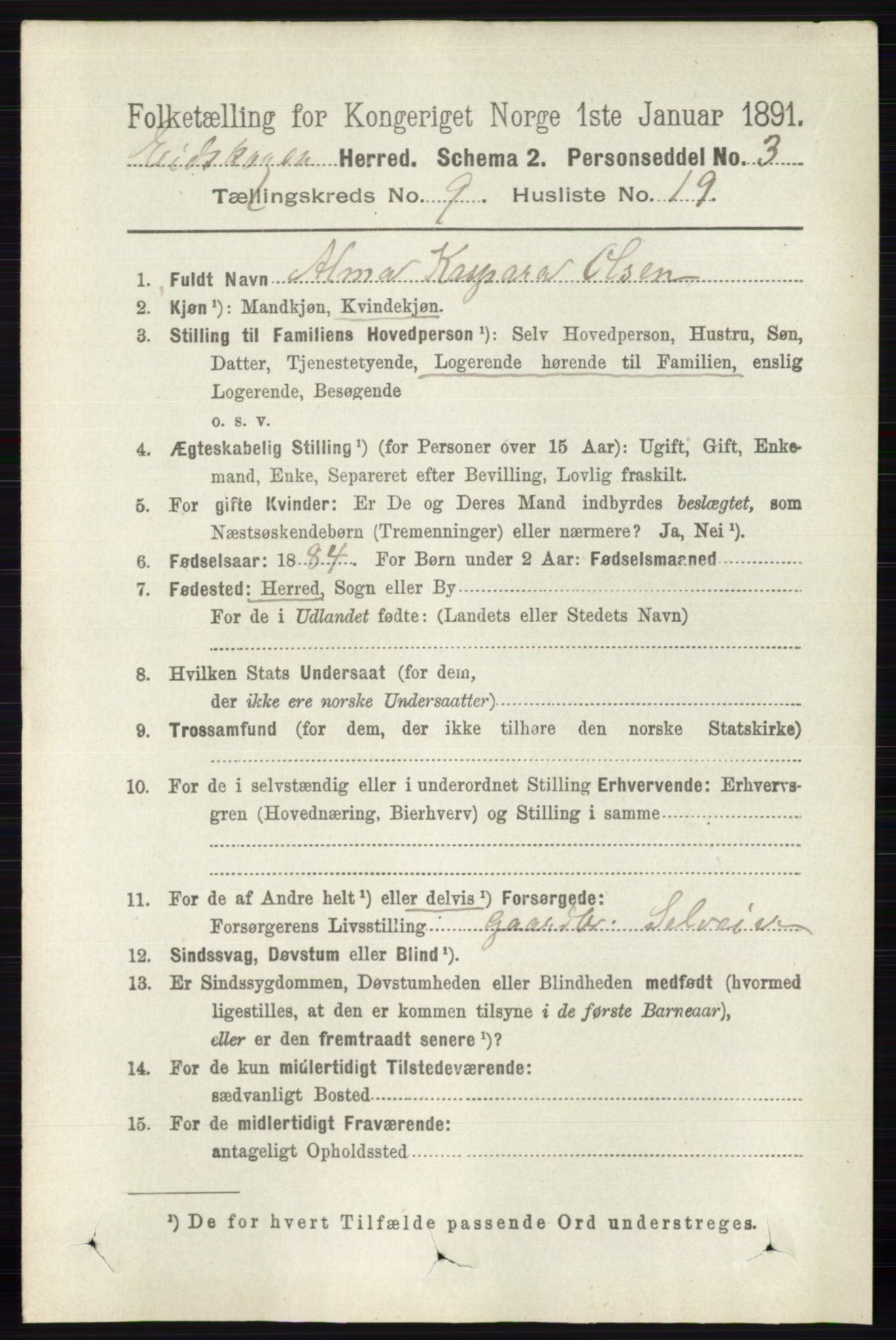 RA, 1891 census for 0420 Eidskog, 1891, p. 5518