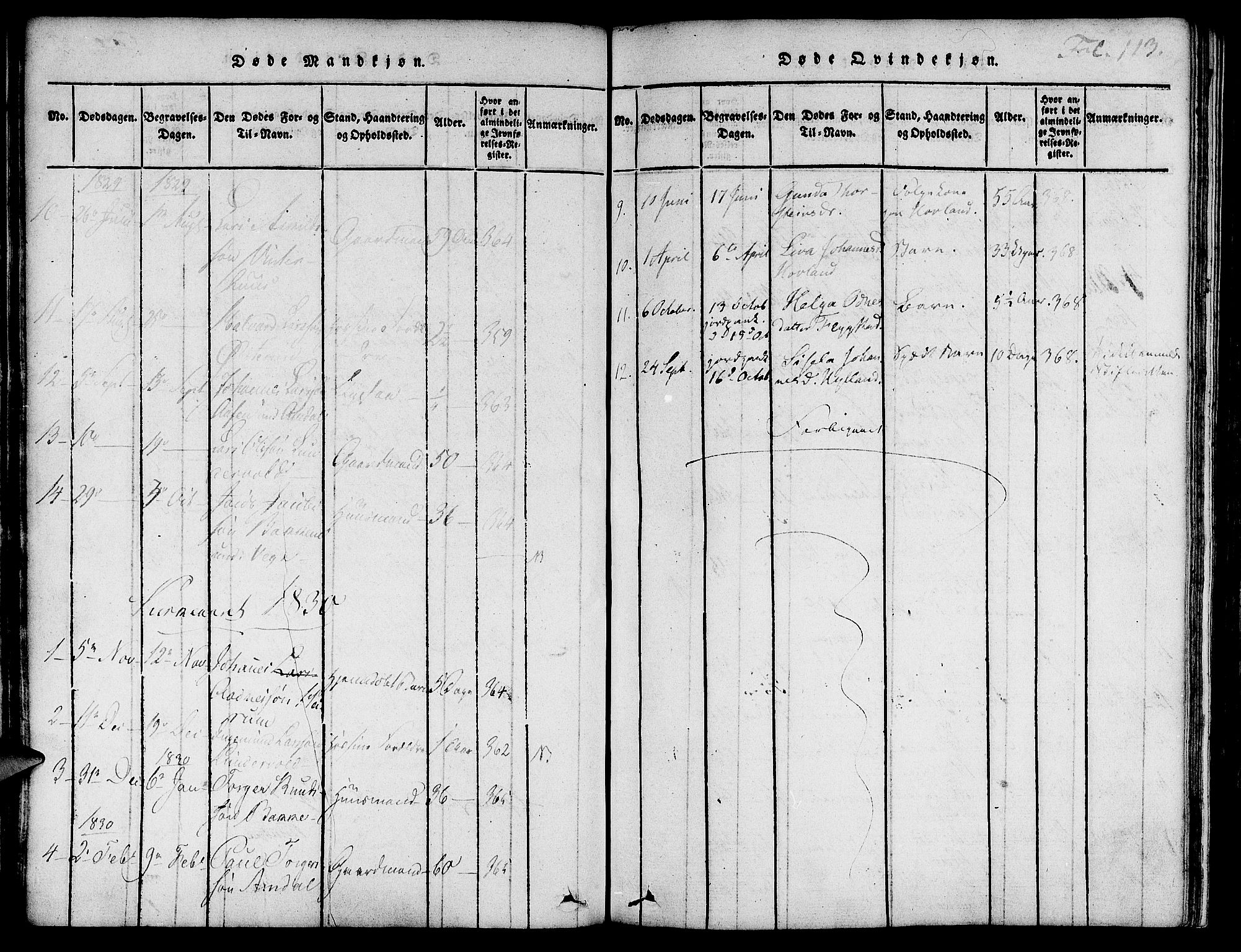 Suldal sokneprestkontor, SAST/A-101845/01/IV/L0007: Parish register (official) no. A 7, 1817-1838, p. 113