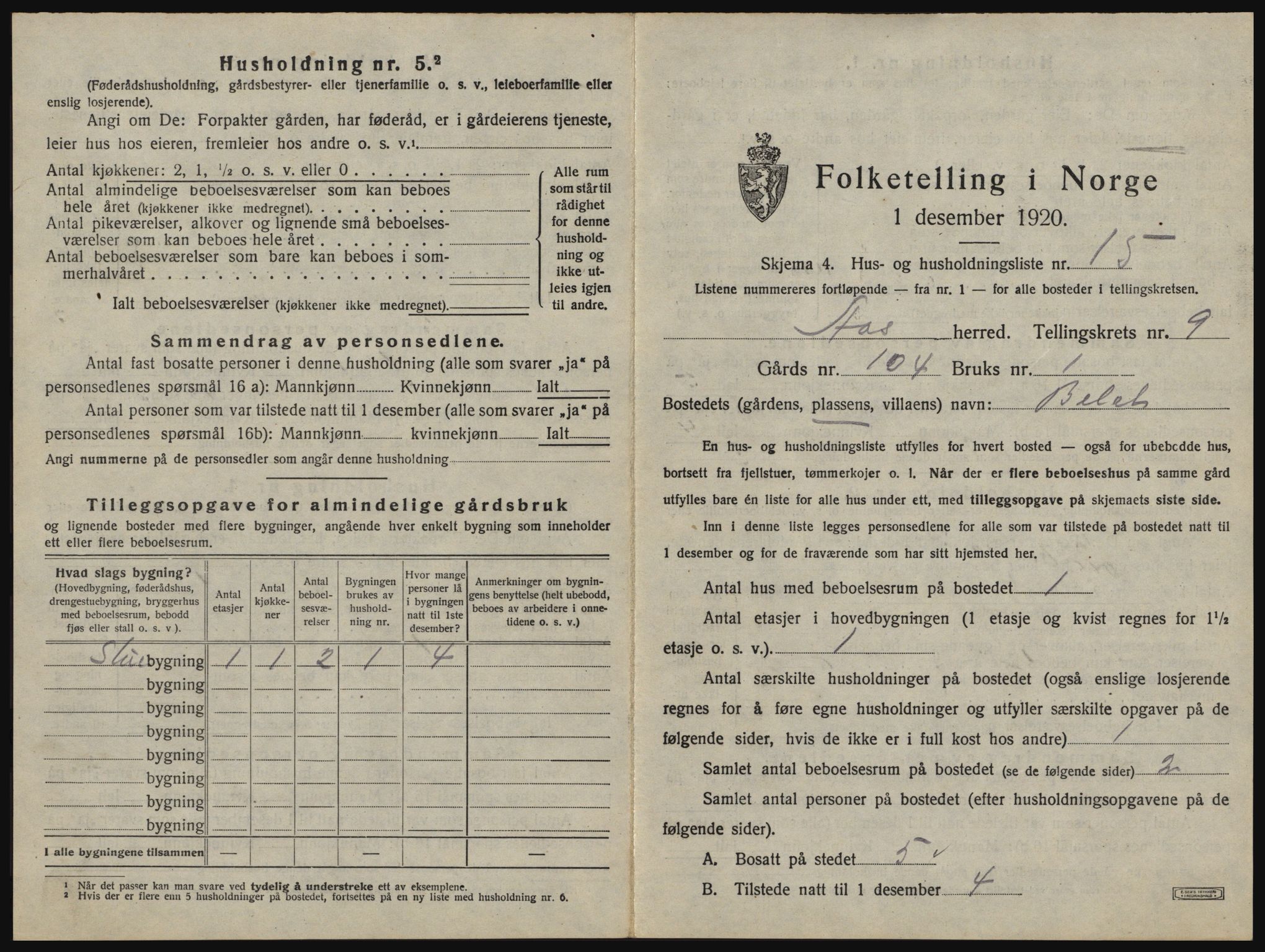 SAO, 1920 census for Ås, 1920, p. 1116