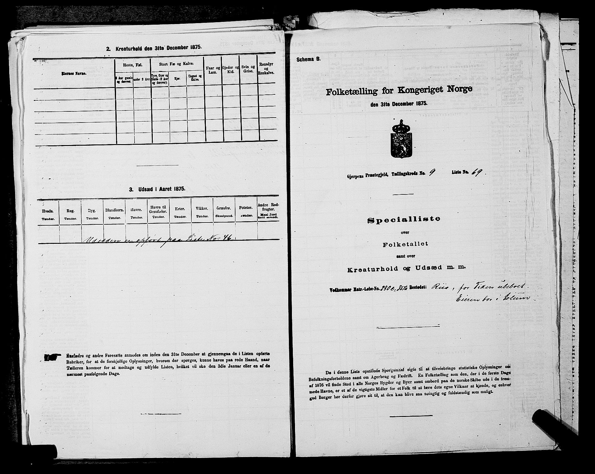 SAKO, 1875 census for 0812P Gjerpen, 1875, p. 1458