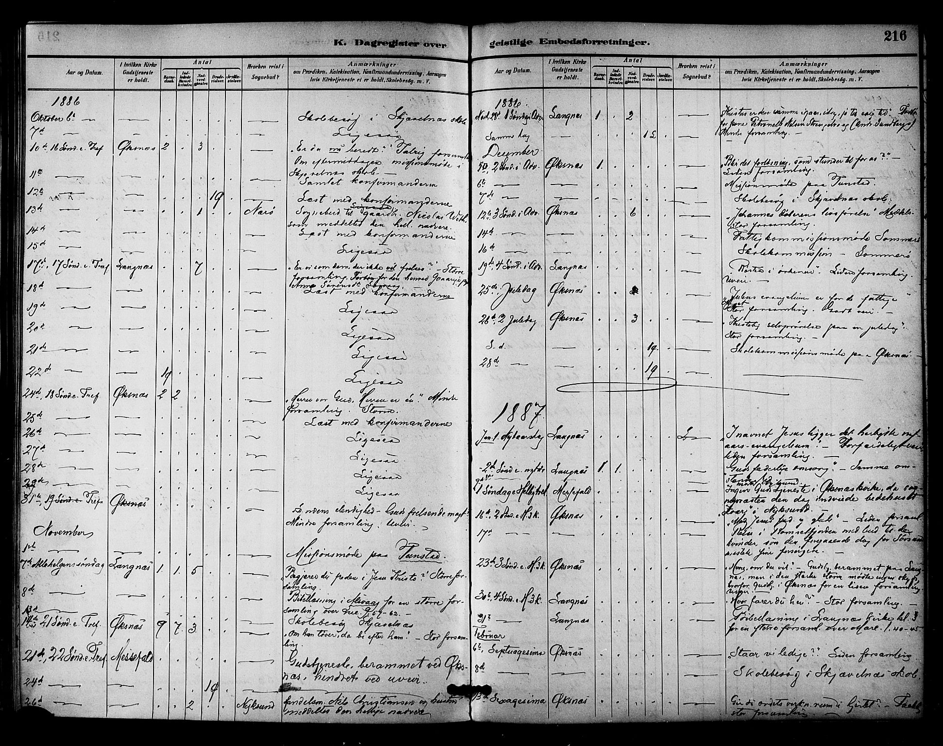 Ministerialprotokoller, klokkerbøker og fødselsregistre - Nordland, AV/SAT-A-1459/893/L1337: Parish register (official) no. 893A09, 1885-1893, p. 216