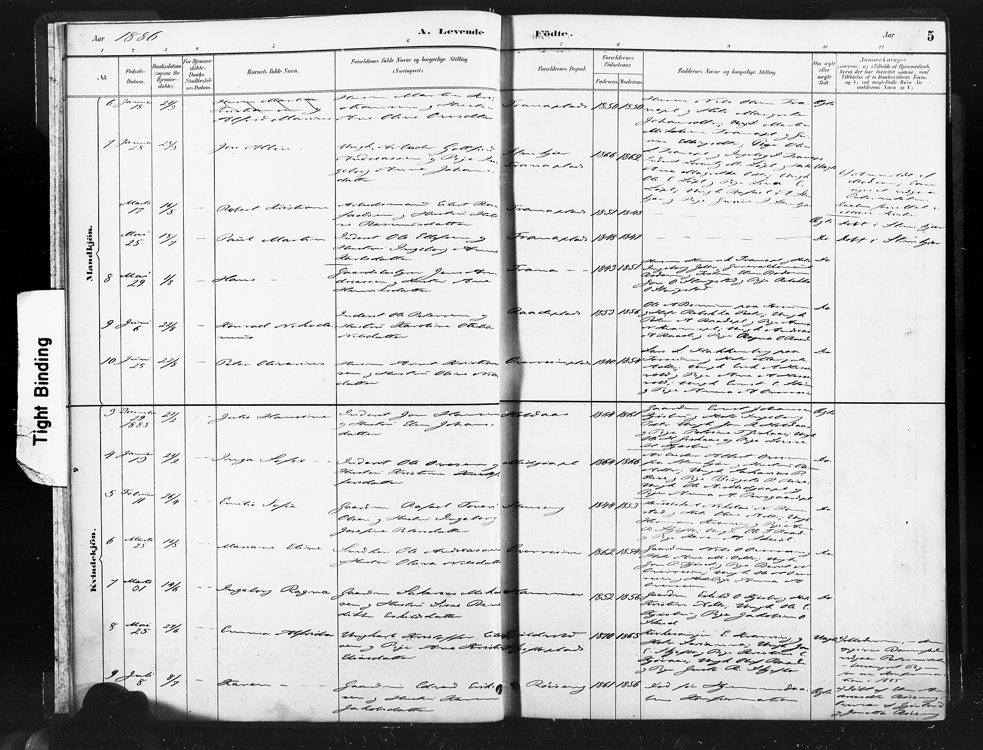 Ministerialprotokoller, klokkerbøker og fødselsregistre - Nord-Trøndelag, SAT/A-1458/736/L0361: Parish register (official) no. 736A01, 1884-1906, p. 5