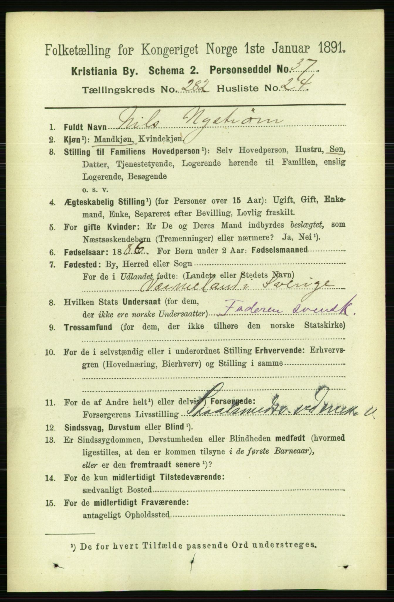 RA, 1891 census for 0301 Kristiania, 1891, p. 172513