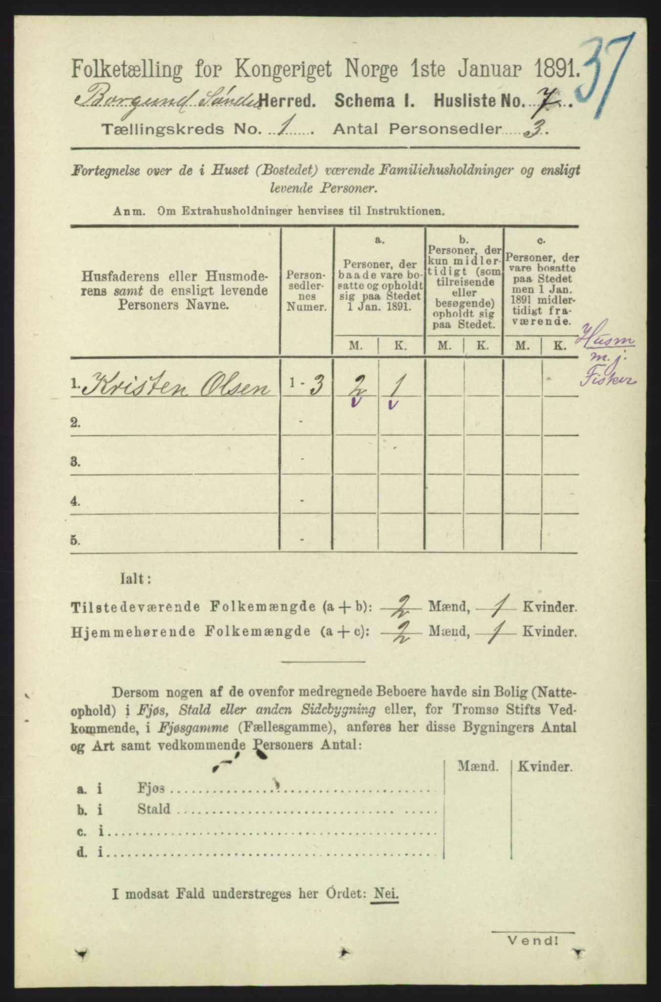 RA, 1891 census for 1531 Borgund, 1891, p. 67