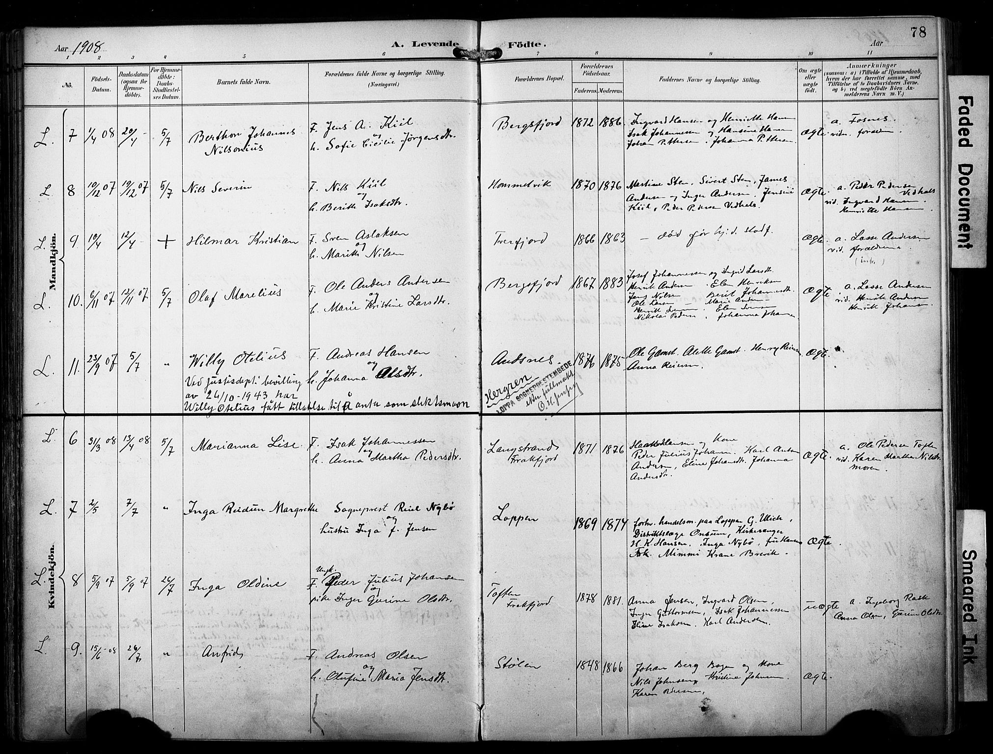 Loppa sokneprestkontor, SATØ/S-1339/H/Ha/L0009kirke: Parish register (official) no. 9, 1895-1909, p. 78